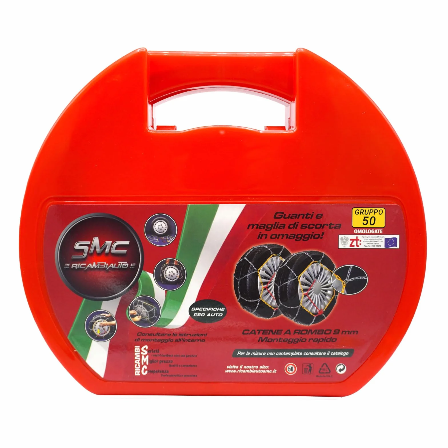 SMC Catene da Neve OMOLOGATE O-Norm TUV 9mm Pneumatici 175/65 R14