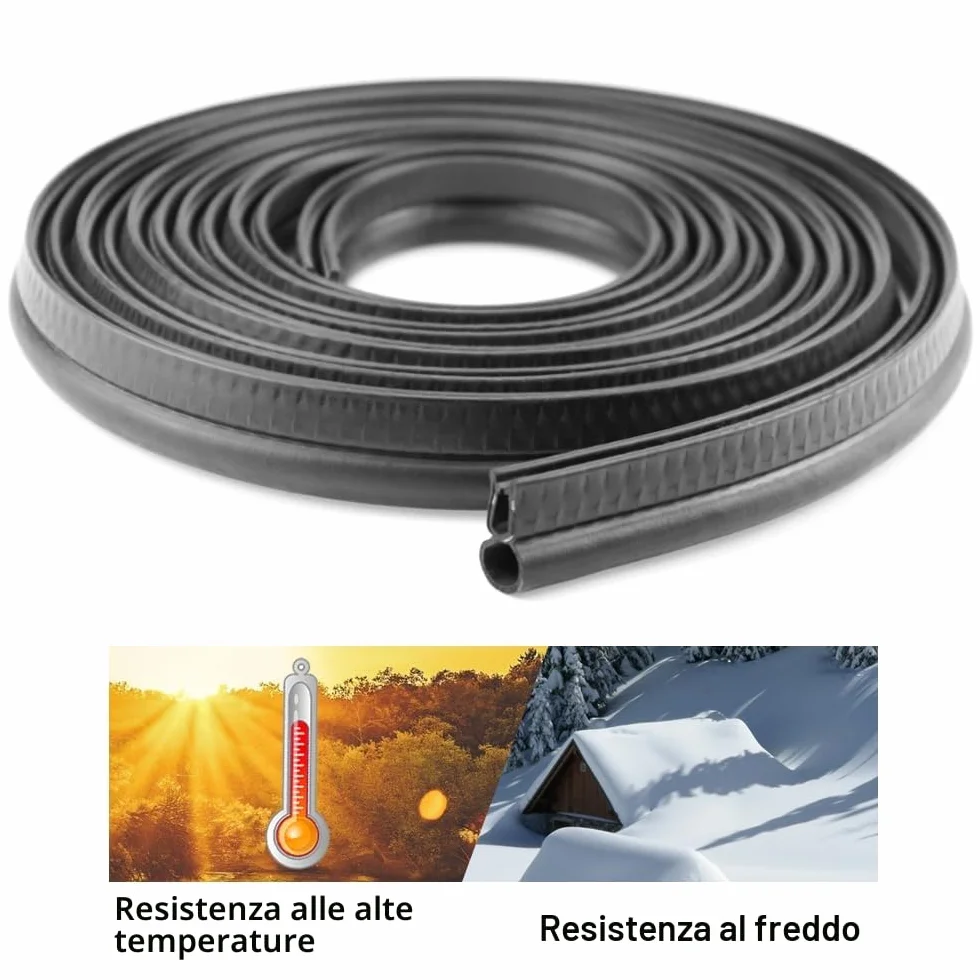 Guarnizione per portiera auto, 6m Guarnizione in gomma per bagagliaio, protezione bordi con guarnizione superiore, per auto, barche, camper, camion e applicazioni domestiche