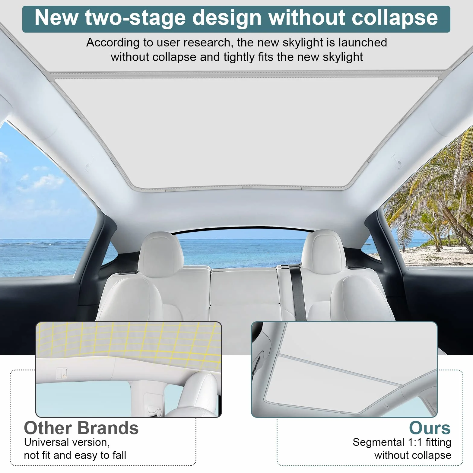 Tendine parasole per tetto per Tesla Model Y 2021-2025, aggiornate [tecnologia di raffreddamento, isolamento termico] Parasole per tetto apribile non abbassato per accessori Tesla Model Y (non