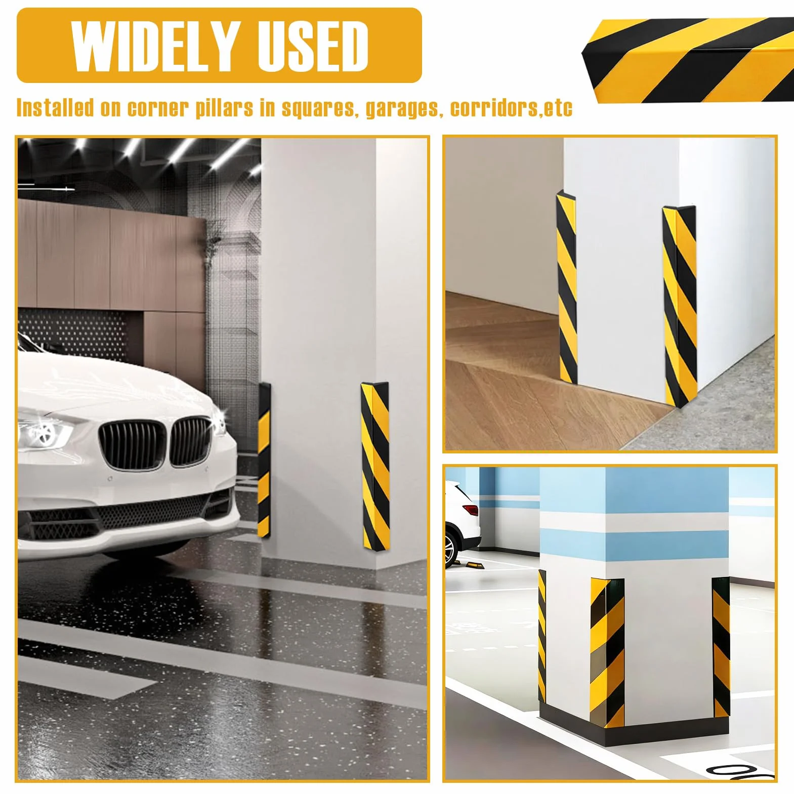 4 Pezzi Protezione per Bordi della Porta, Garage, con paracolpi portiere auto per i bordi delle porte, Strisce Nere e Gialle, per Parcheggi, Garage e Angoli Parete