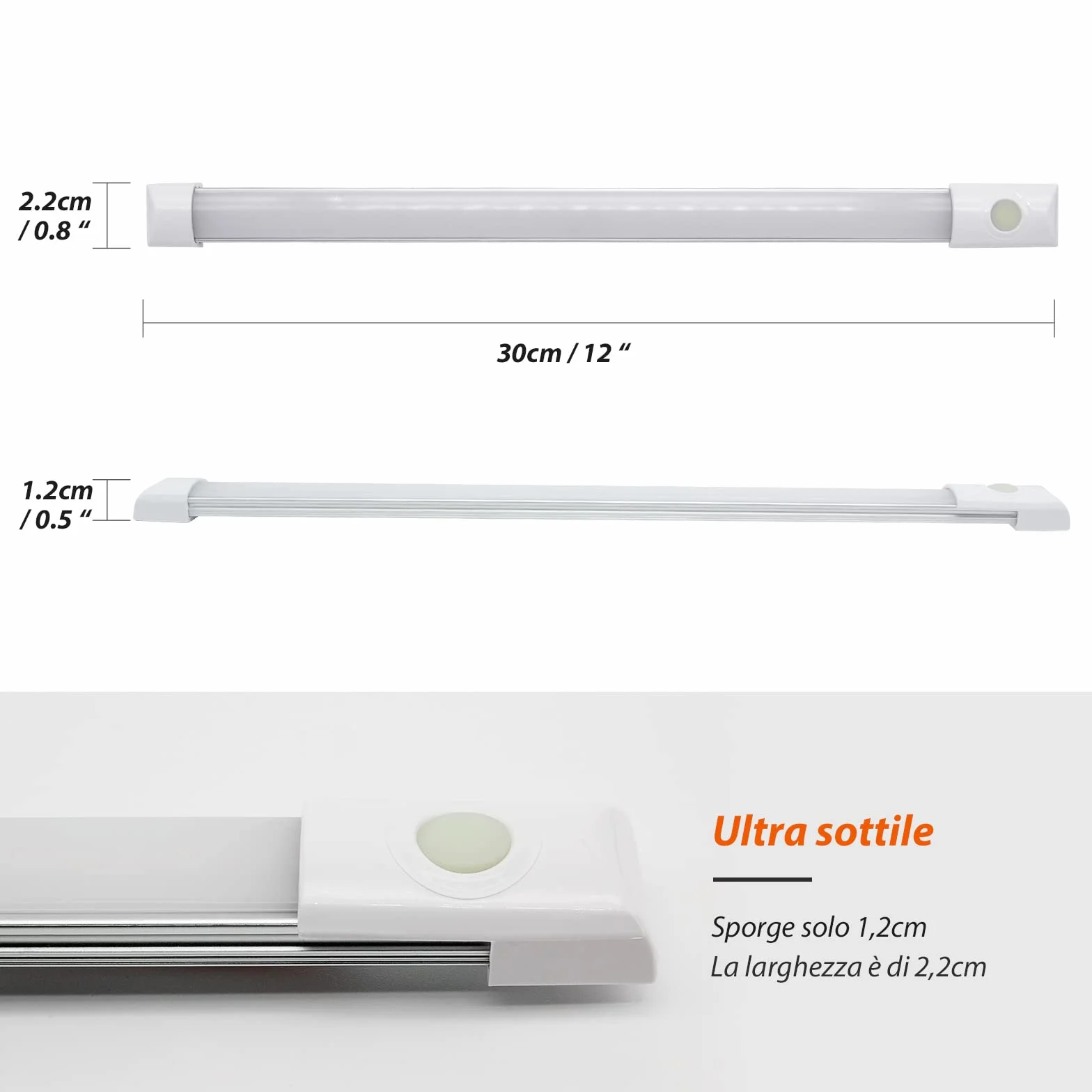 Dream Lighting Barra LED 12V 30cm 300LM 3000K 5,6W Dimmerabile Luce LED Calda per Camper Barca Furgone Caravan