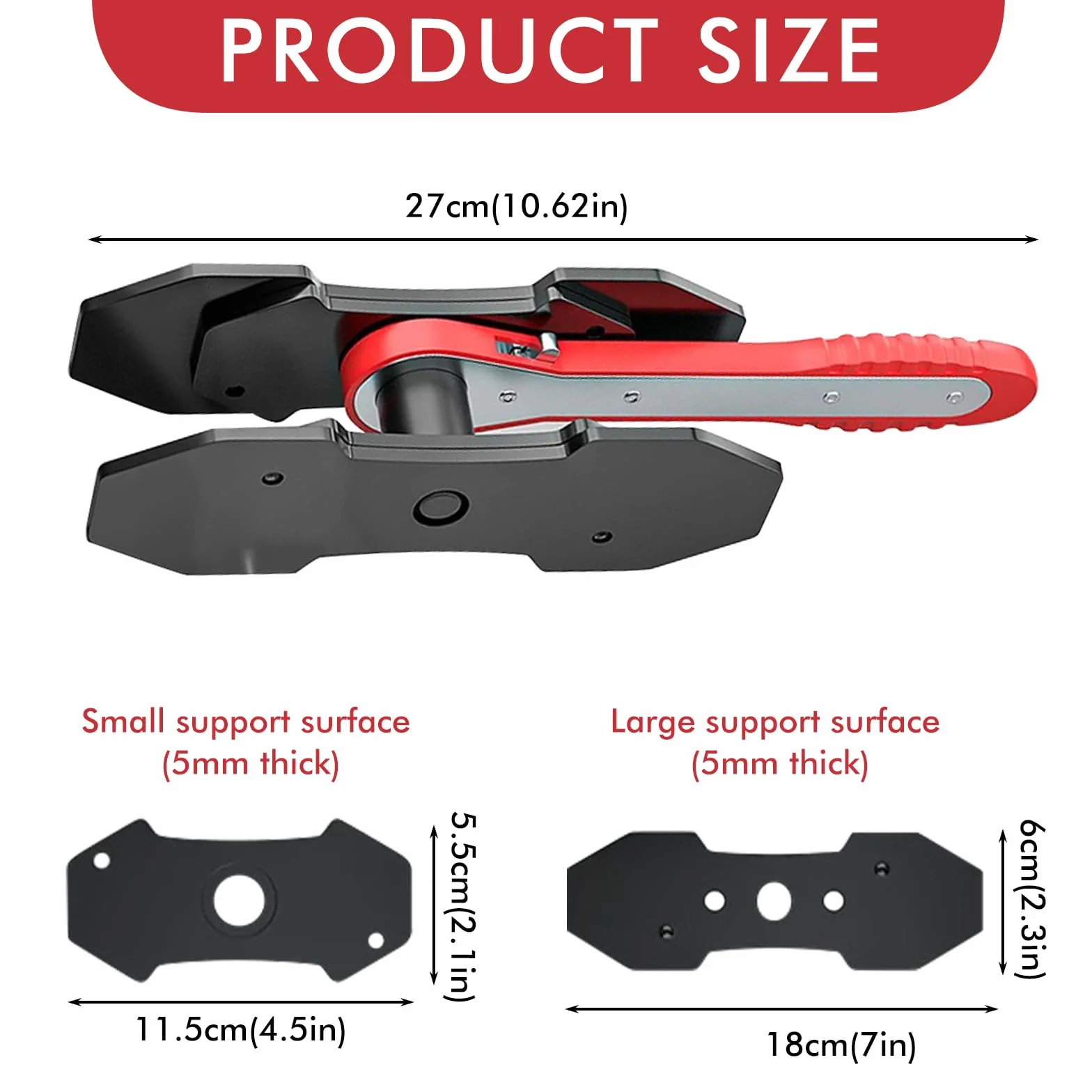 Strumento a Cricchetto per Pinza Freno Retrattore Pistoncino Freno Rosso Set Presse con 4 Ganci Sostituzione Pastiglie Freno Riparazioni Freni Auto