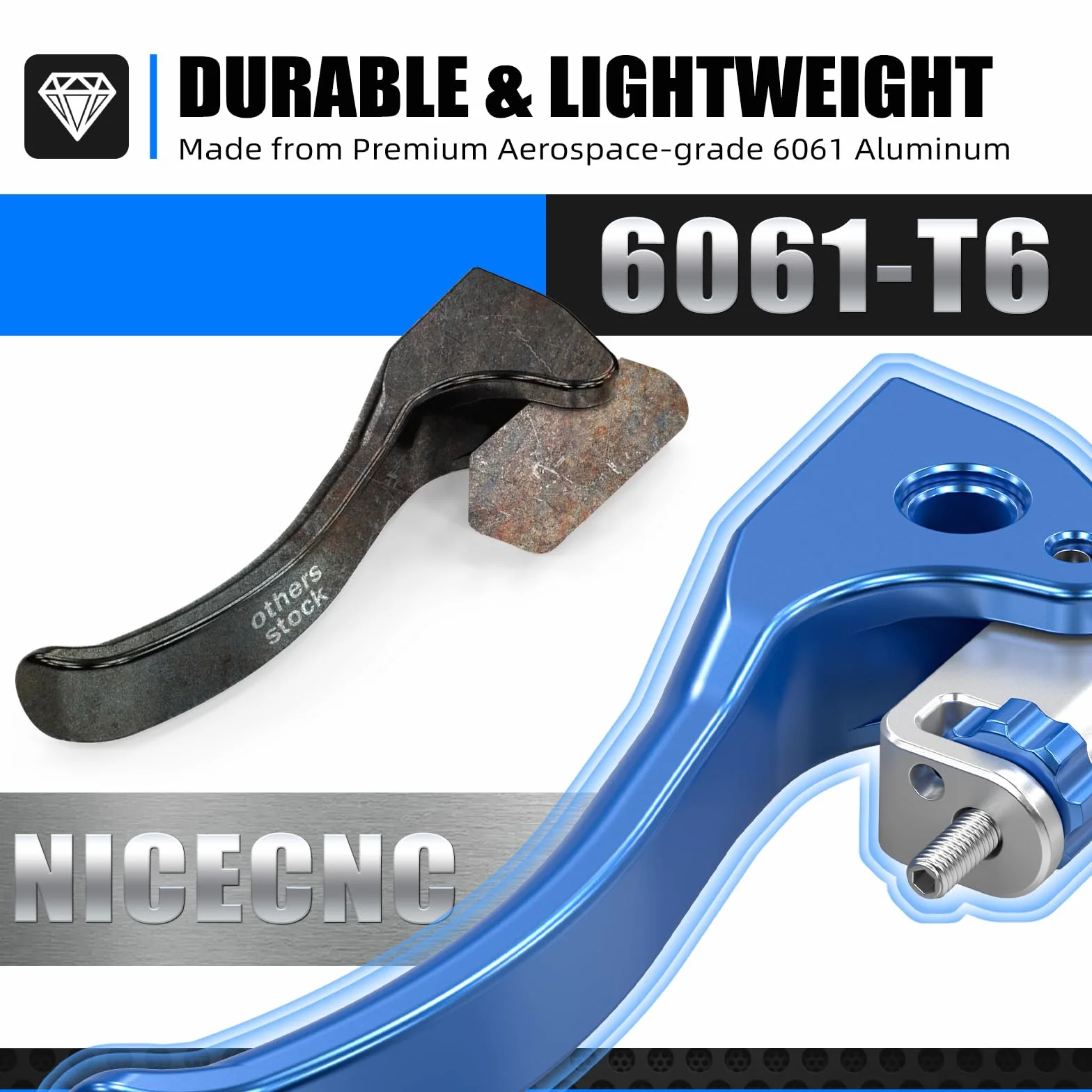 NICECNC Leva Frizione Corta Compatibile con SE 125 R 2018-2025, SE 250 R Factory 2015-2025, SE 300 R 2015-2025, Blu