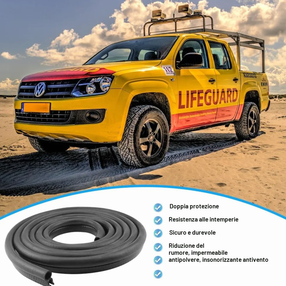 Guarnizione per portiera auto, 6m Guarnizione in gomma per bagagliaio, protezione bordi con guarnizione superiore, per auto, barche, camper, camion e applicazioni domestiche