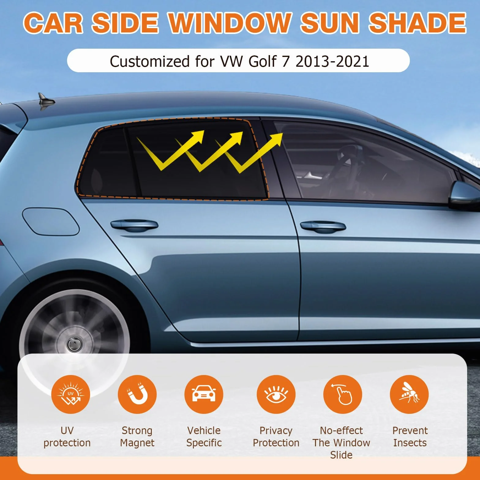 Parasole finestrini laterali posteriori auto VW Golf 7 2013-2021 magnetico protezione solare UV