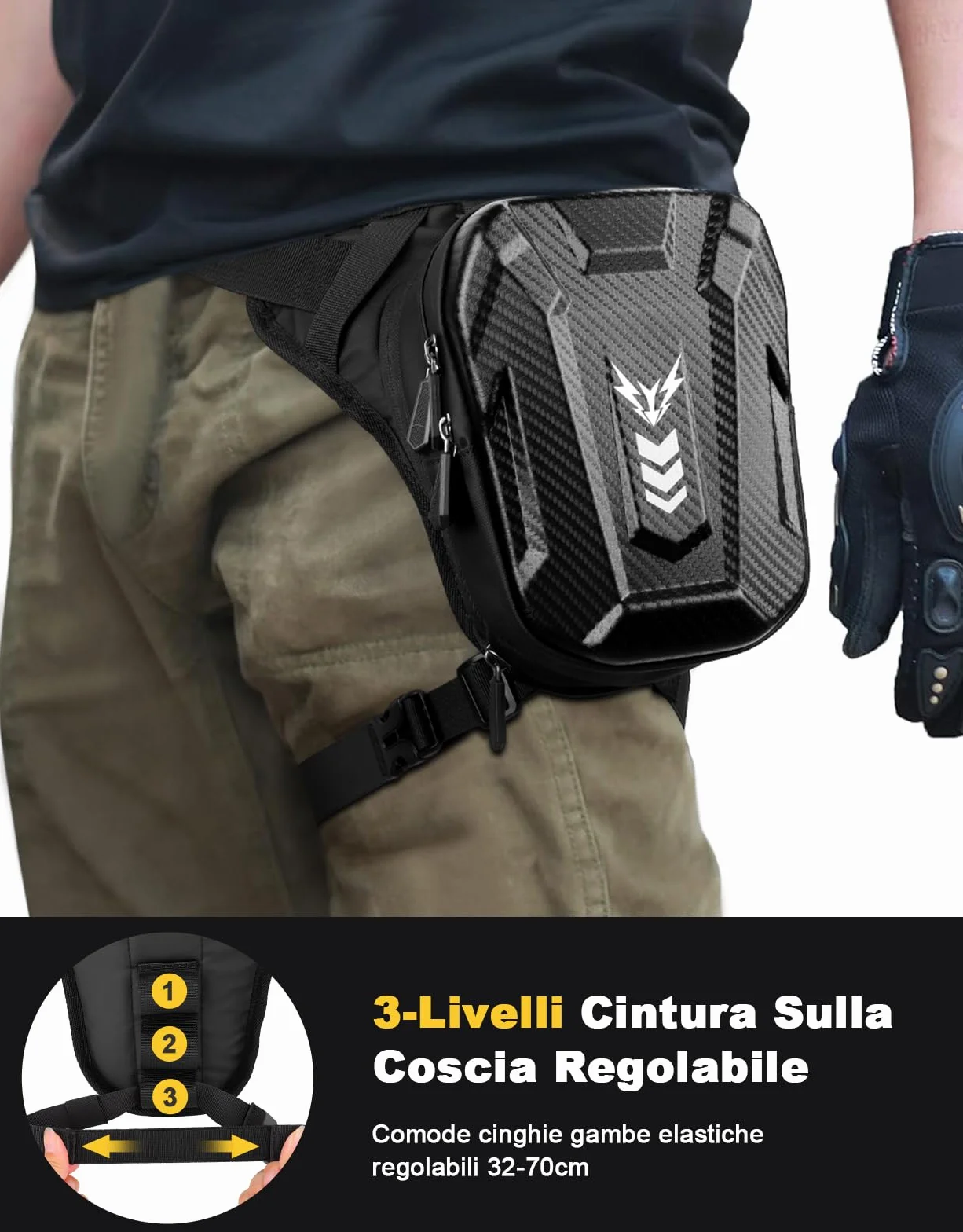 Marsupio Gamba Moto per Uomo & Donna, [Capacità Espandibile] Borsa Gamba Moto, [EVA Durevole] Borse Attrezzi con Jack per Cuffie & Cintura Regolabile per Ciclismo Trekking Pesc