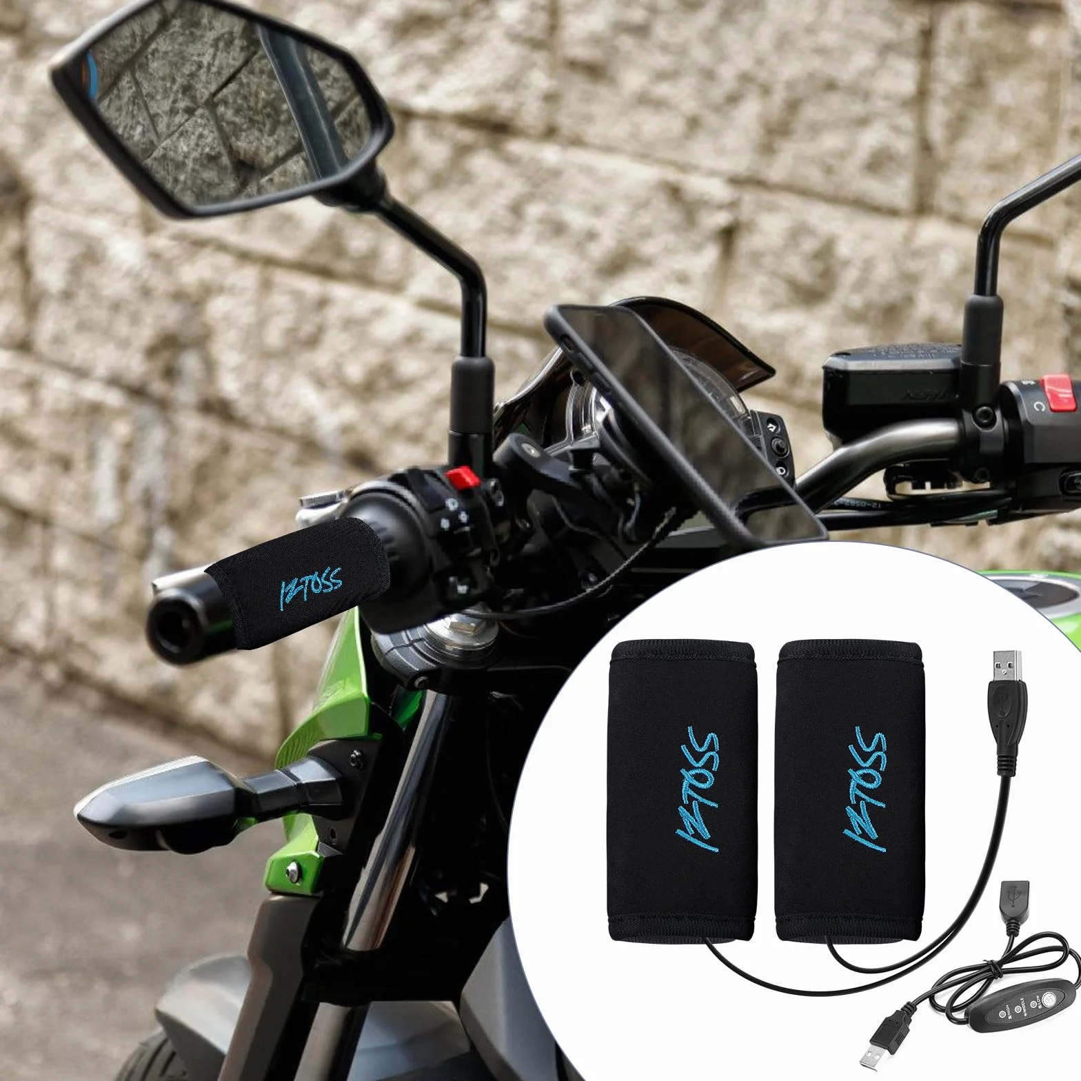 Manopole Riscaldate USB per Moto: 1 Paia Manopole Riscaldanti per Moto E Bicicletta, 5V USB Manopoles Riscaldate Motos, Riscaldamento Motos Grip per Diametro Impugnatura 22-30mm