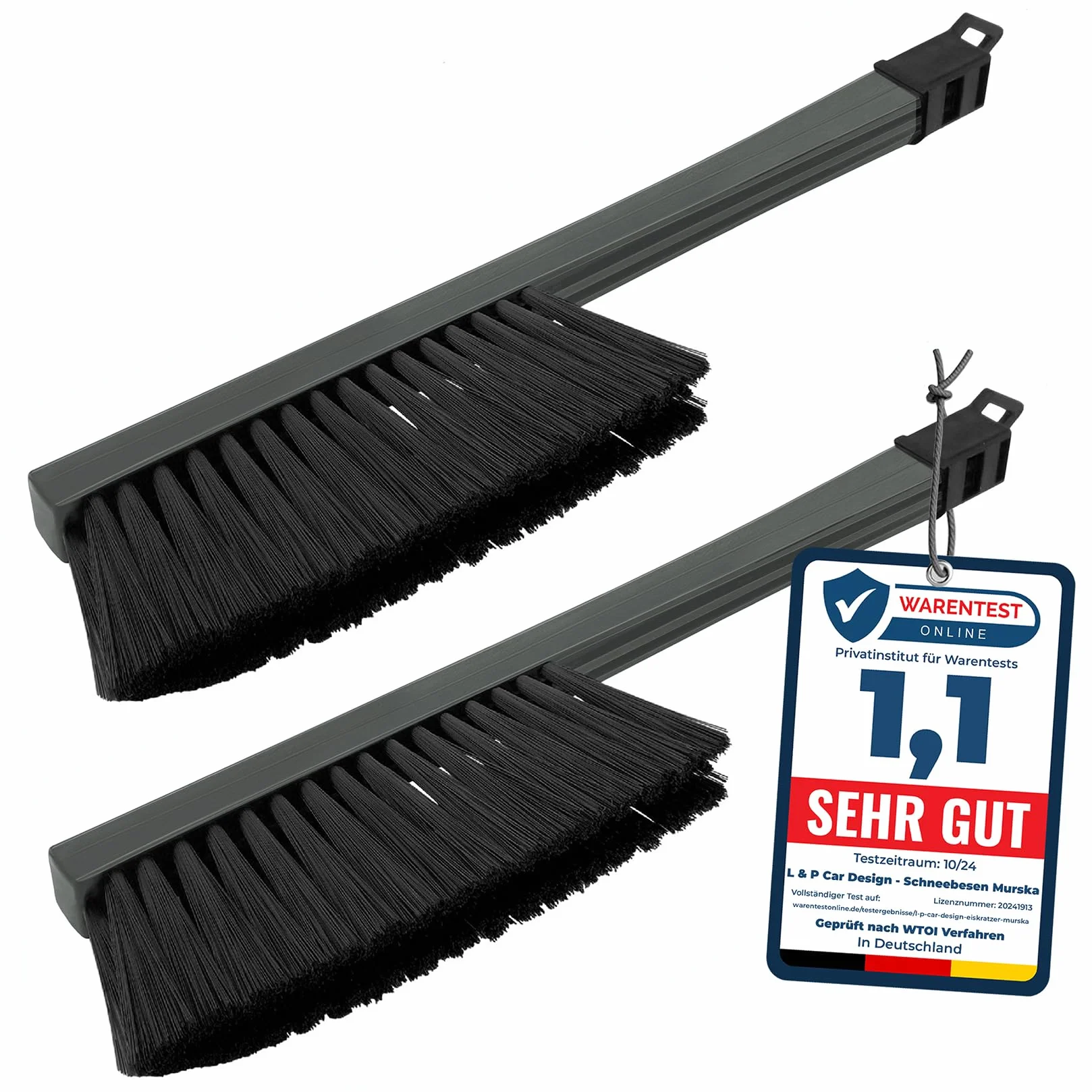 L&P A059-2 Spazzola Neve Lunga Invernale per Auto 2 Pezzi Nero Grigio