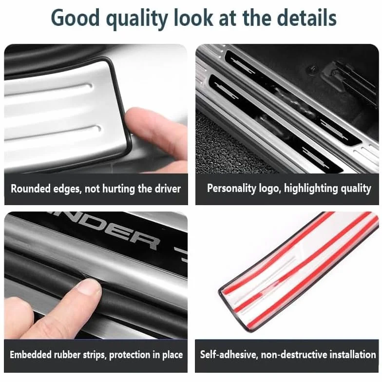 Acciaio Inox Battitacco per Auto per Leapmotor T03 2024-2025, Adesivi di Protezione per Auto Prevenire L'Usura, 4 Pezzi