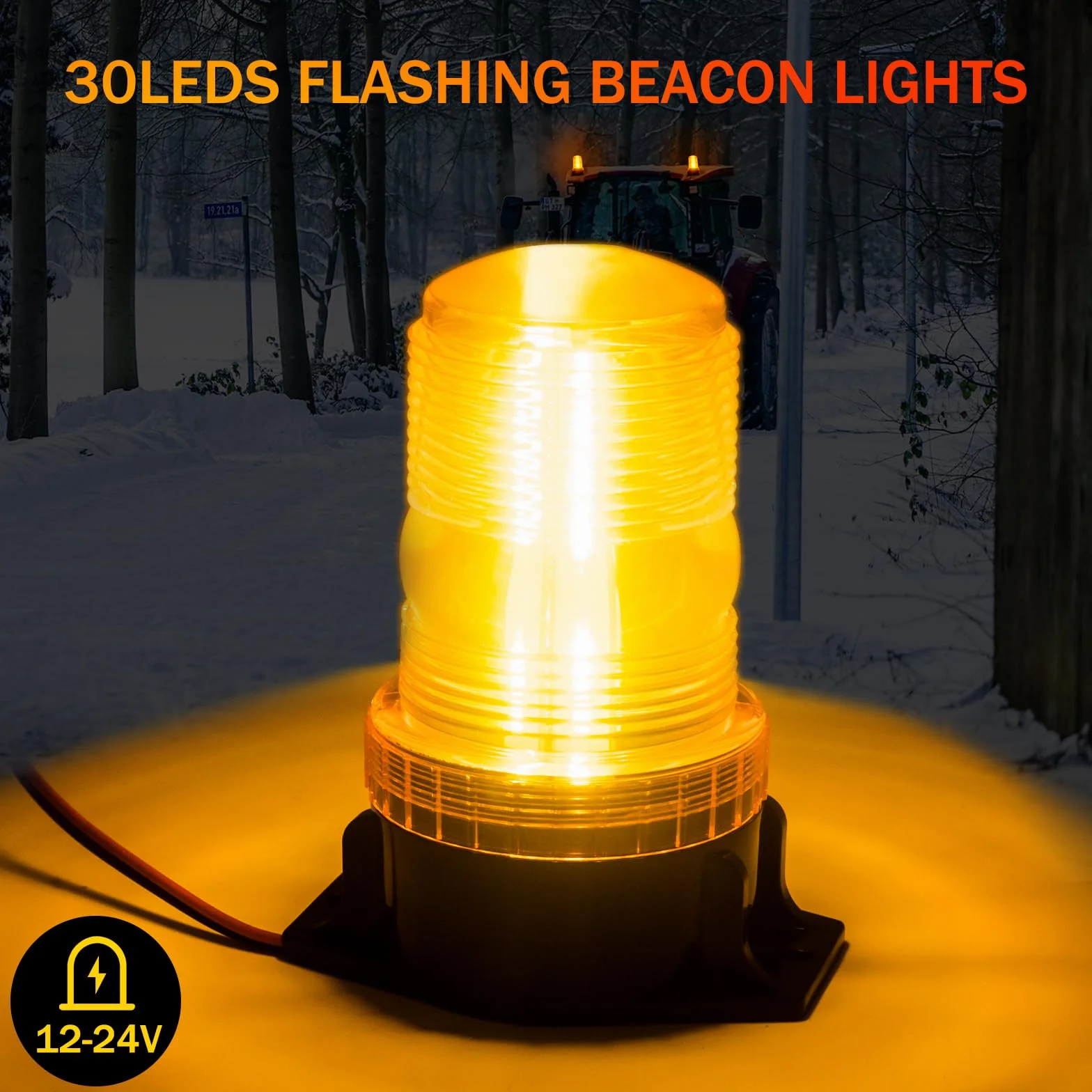 Biqing Girofaro LED veicolo arancione 30 LED 12V 24V luci di emergenza flash sicurezza