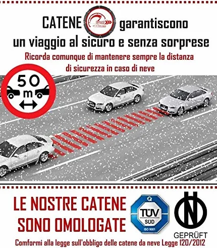 SMC Catene da Neve OMOLOGATE 9mm Pneumatici 225/45 R 17