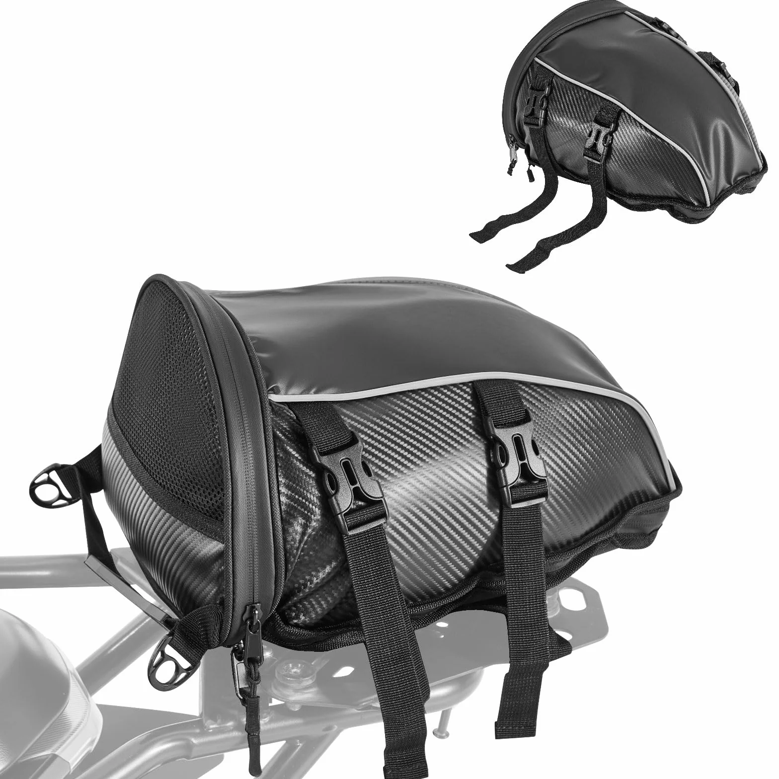 VEVOR Borsa Posteriore per Moto, Espandibile 10 L, Impermeabile, Antipioggia, Zaino, Tracolle, Tasca, Nero