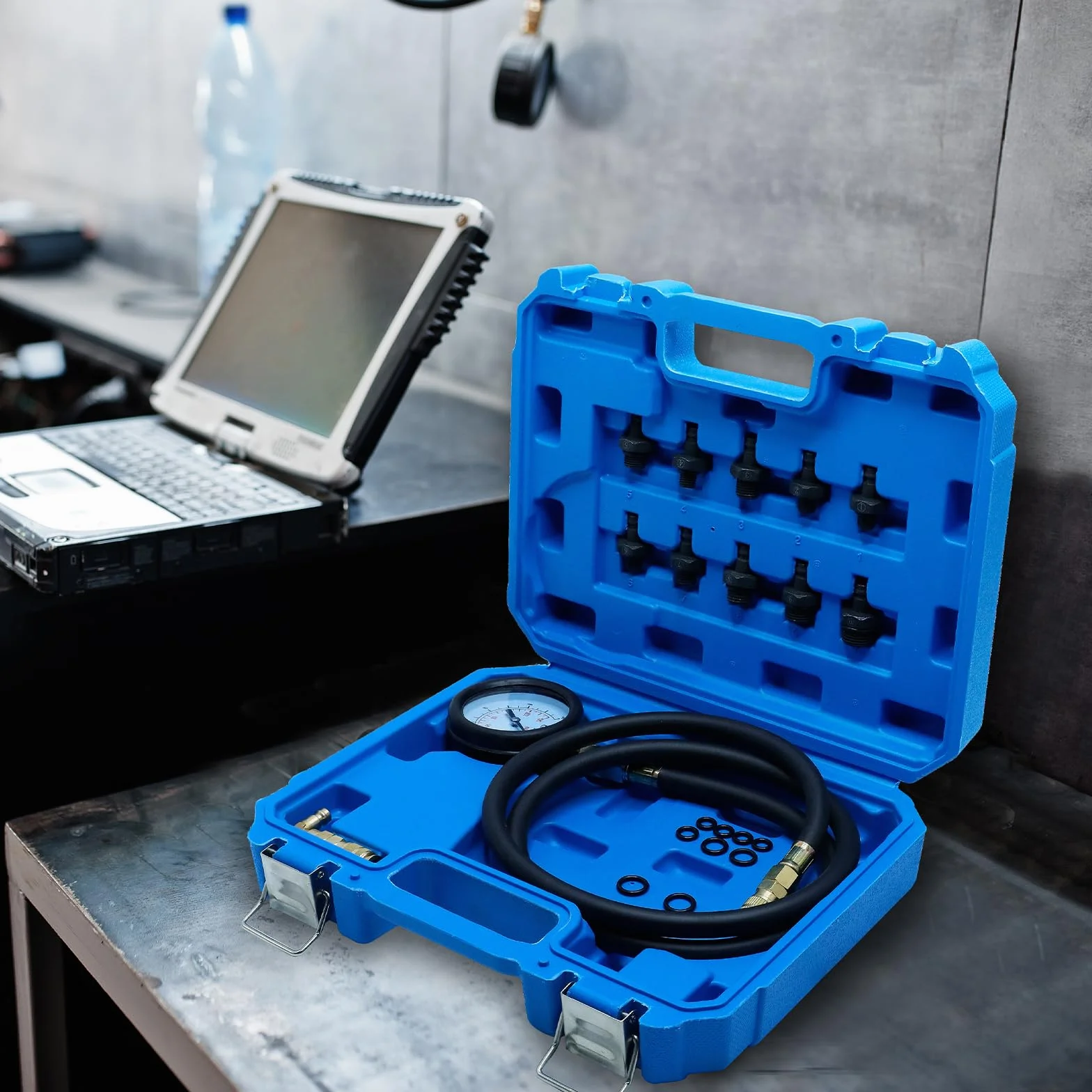 CCLIFE Set per Testare la Pressione della Benzina dell’Auto, Manometro per Carburante,0-10 bar, 0 – 140 PSI