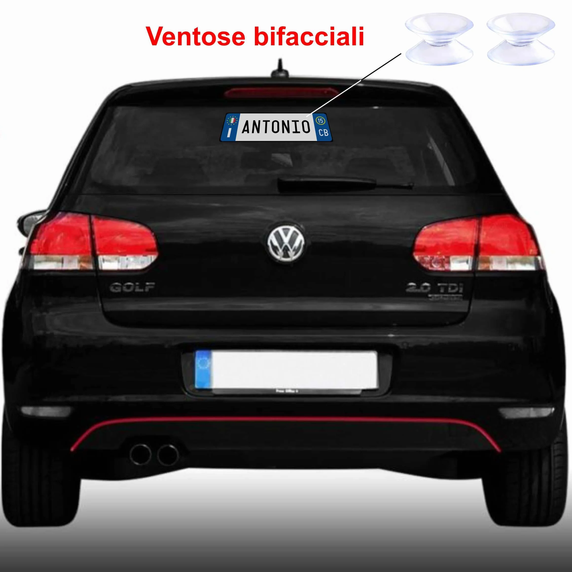 Targa auto personalizzata in alluminio 3 mm 36x11 cm con fissaggio a scelta biadesivo, Fixer o ventose