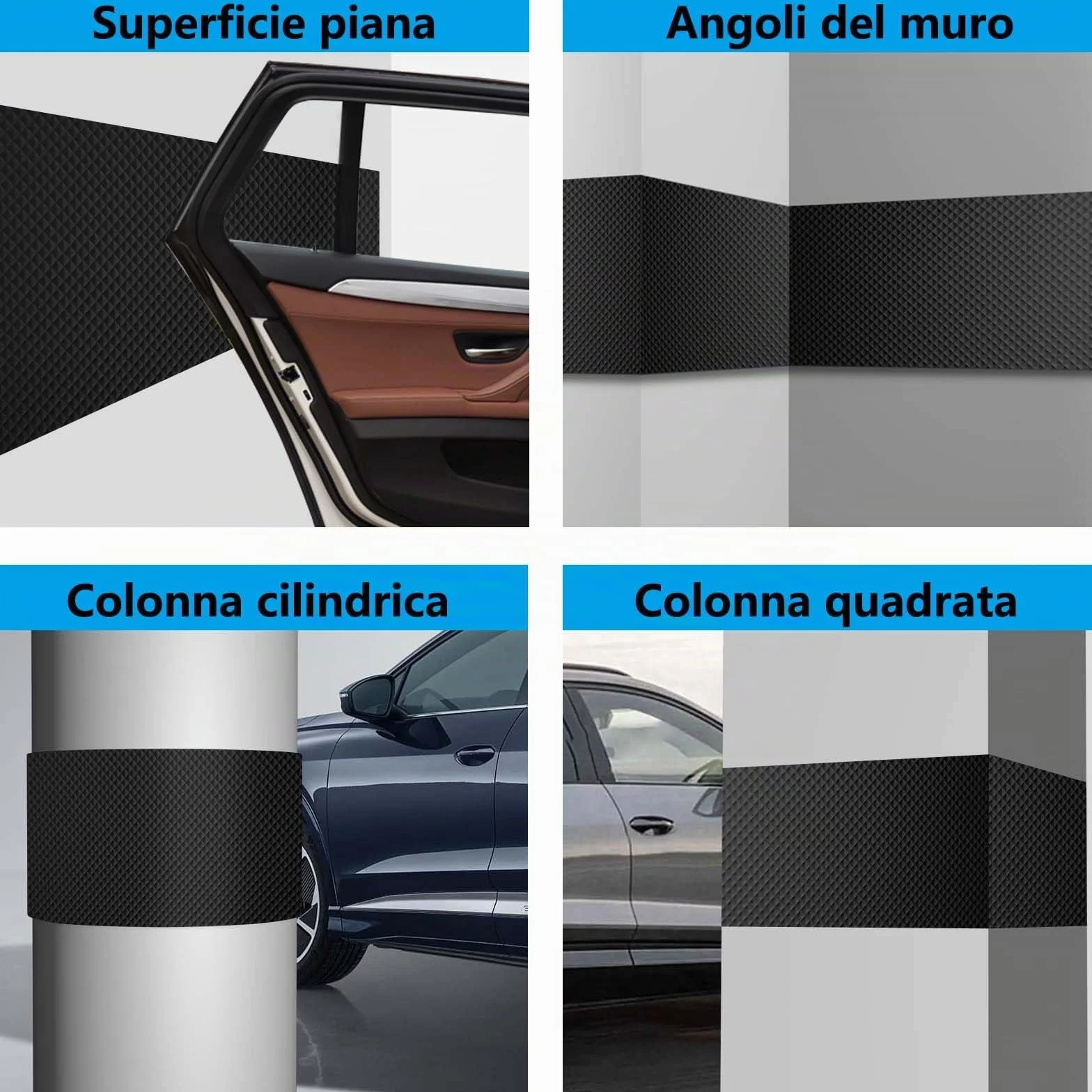 Spurtar Paracolpi Garage Gommapiuma Paracolpi Portiere Auto, Paraspigoli Muro Protezione Paraurti Auto per Esterno Accessori Automobile Gomma Adesiva, 4000 X 200 X 6,5 mm