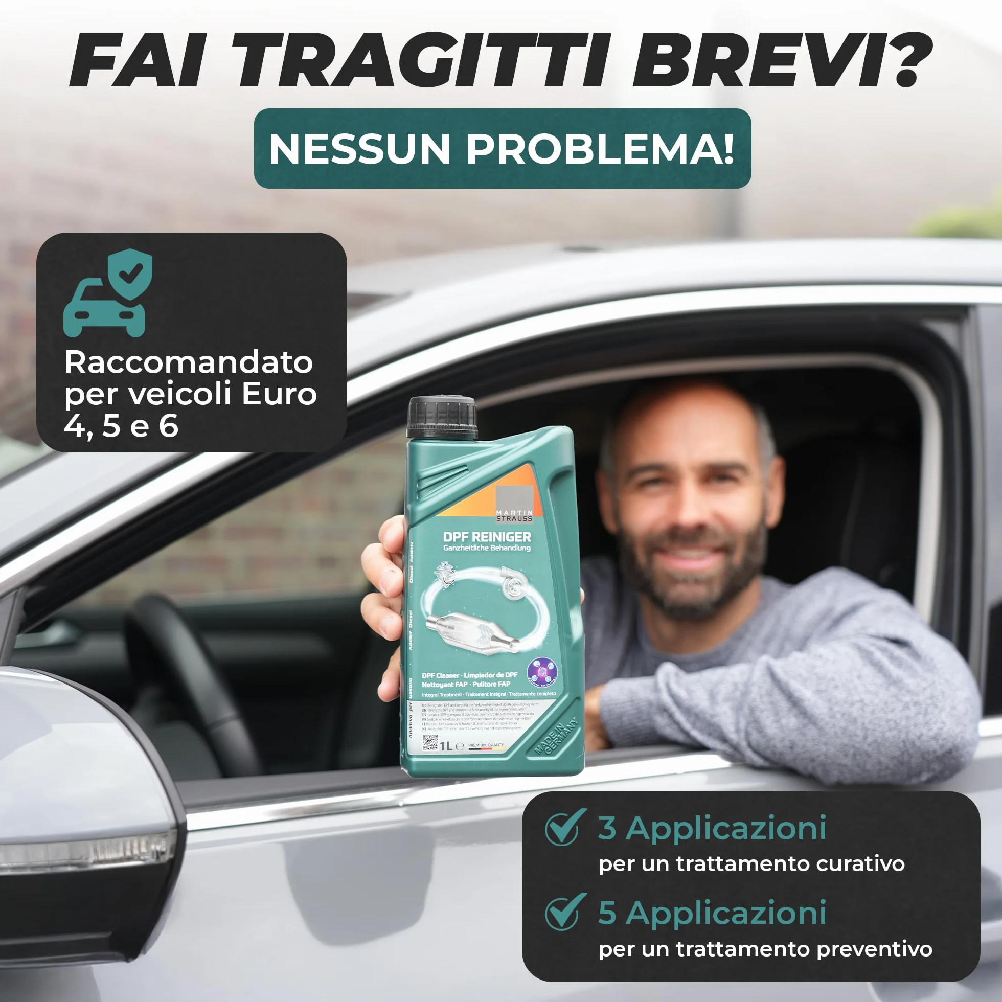 Martin Strauss Pulitore FAP - Filtro Antiparticolato Dpf, 3 Dosaggi, Trattamento Completo +EGR +Turbo, Cura Il Sistema FAP, 1 Litro, 3 Applicazioni