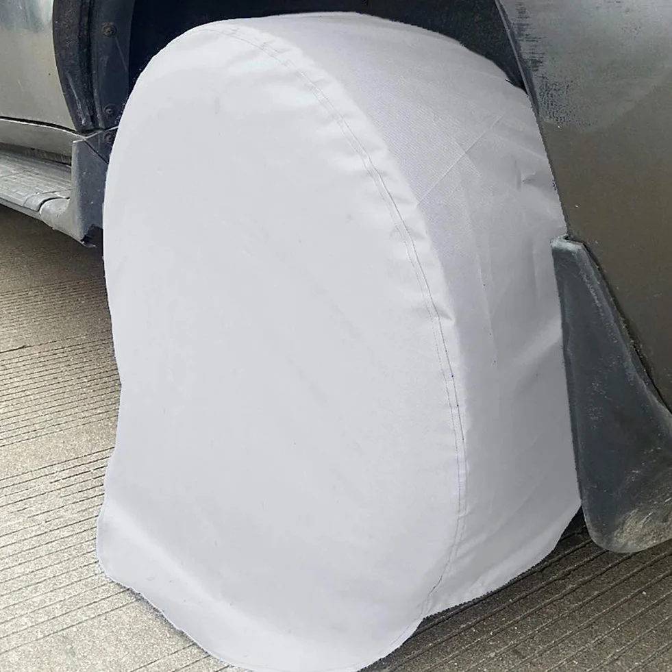 Copertura di protezione per pneumatici impermeabile in fibra di poliestere argento 27-29 pollici auto Jeep RV SUV rimorchio