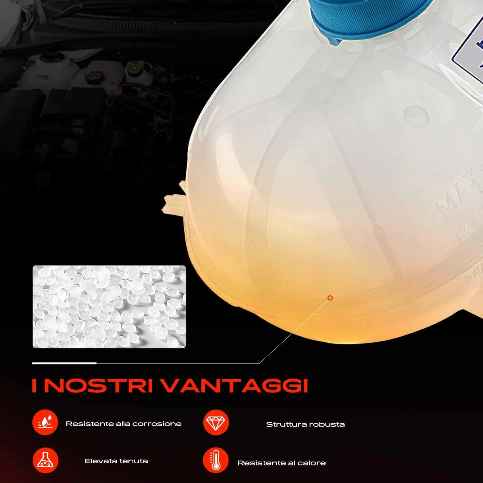 Frankberg Serbatoio di Espansione Refrigerante Intestazione Serbatoio Raffreddamento Compatibile con KA RU8 1.2 169 1.2 169 1.1 169 1.2 4x4 169 1.2 Natural Power Replace# 51956876