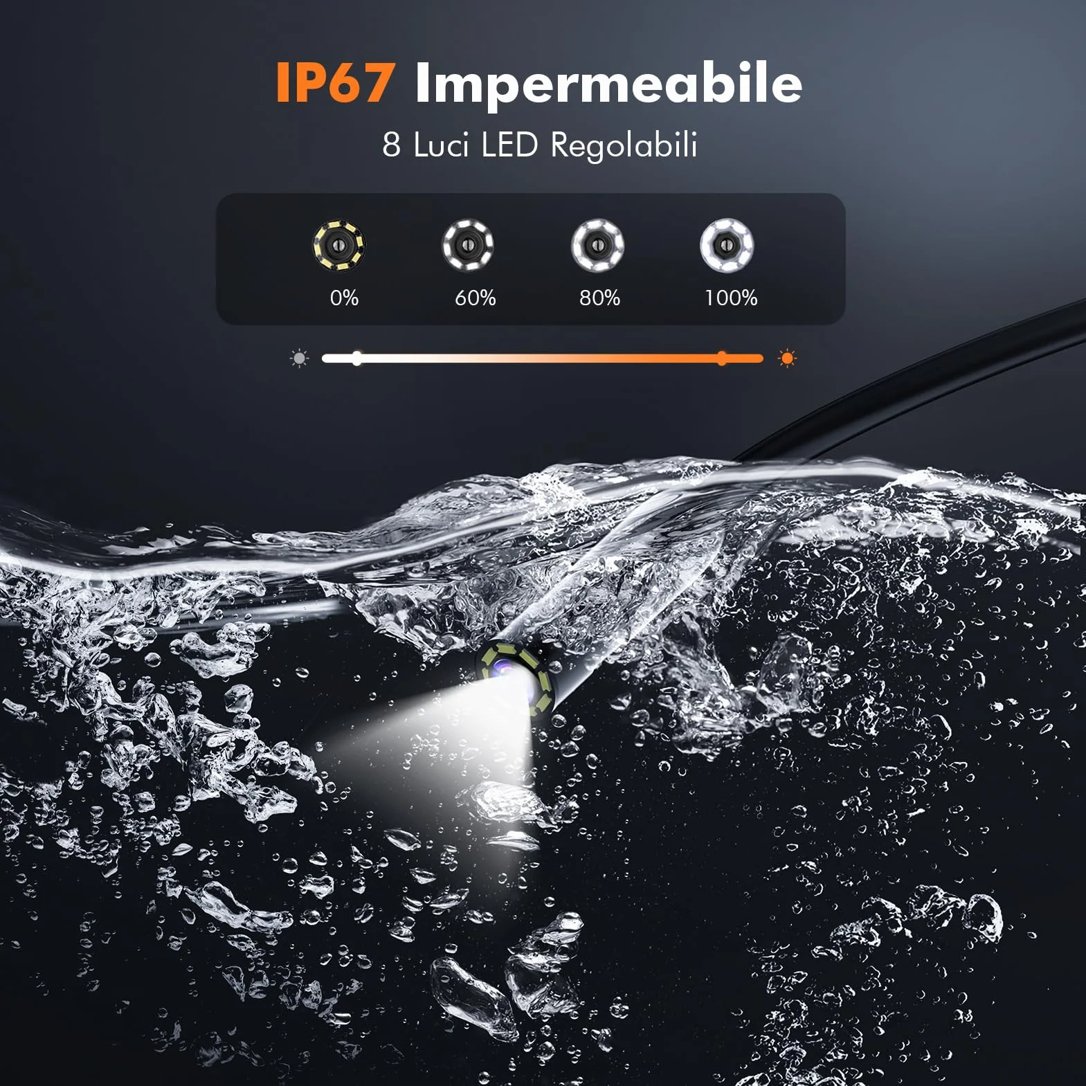 Endoscopio Professionale 1080P HD IP67 16.5FT 2600mAh Telecamera Ispezione Tubi LED