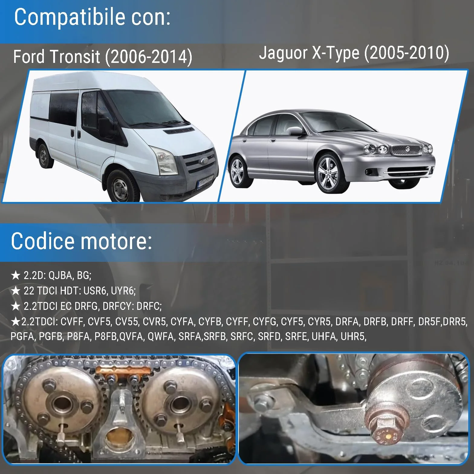 Messa in Fase Motori Diesel Ford Transit 2.2 Tdci 2006-2014 Strumento Bloccaggio Albero a Camme
