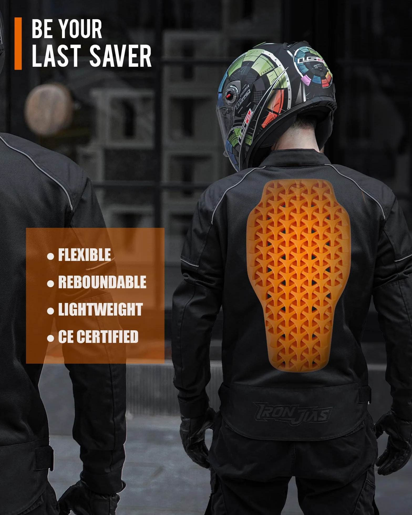 Protezioni Moto Rimovibili Certificate CE-1 Paraschiena CE-2 Spalle Gomiti Set 5 Pezzi