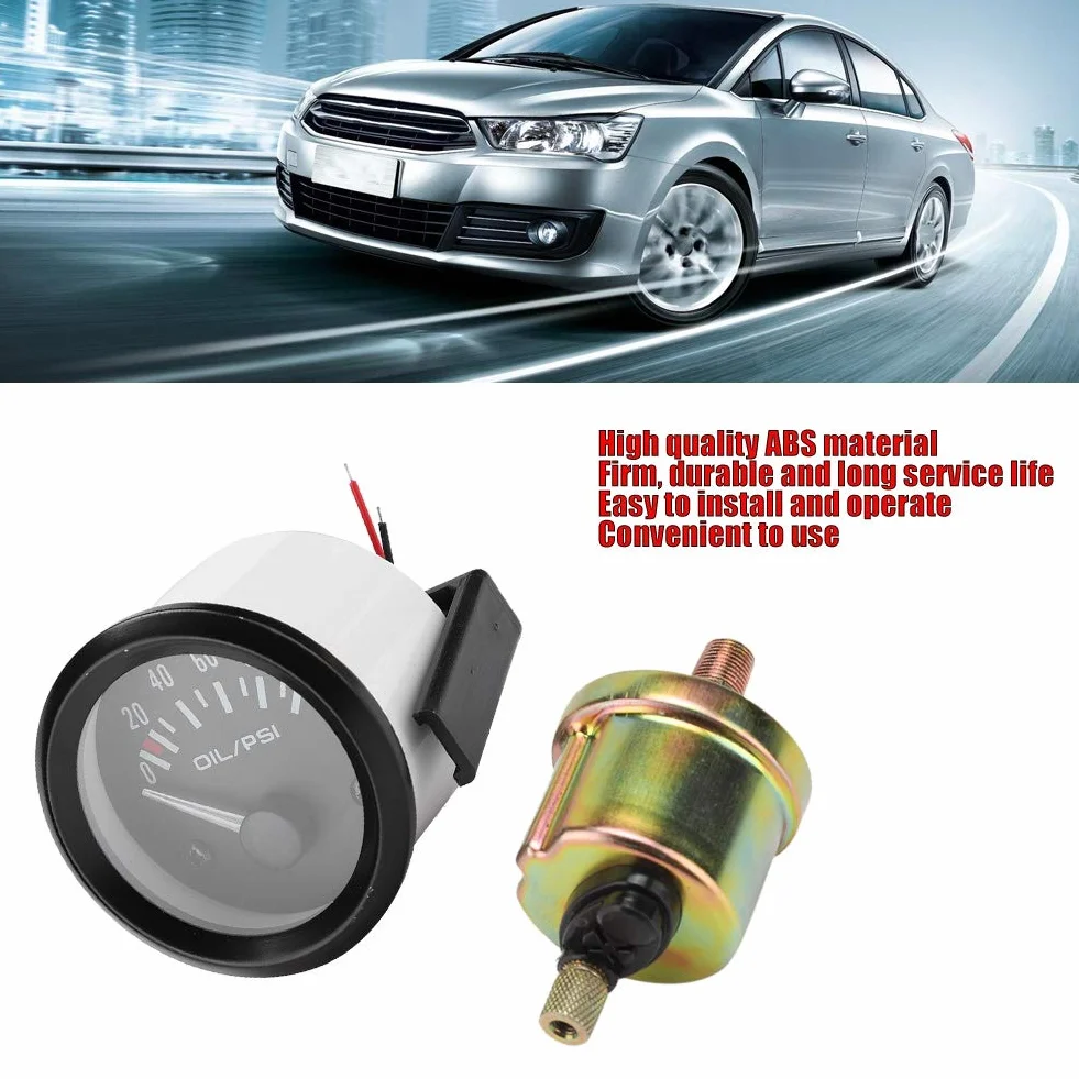 Manometro dell'Olio Elettromagnetico 52mm 12v Kit di Misurazione a Pressione