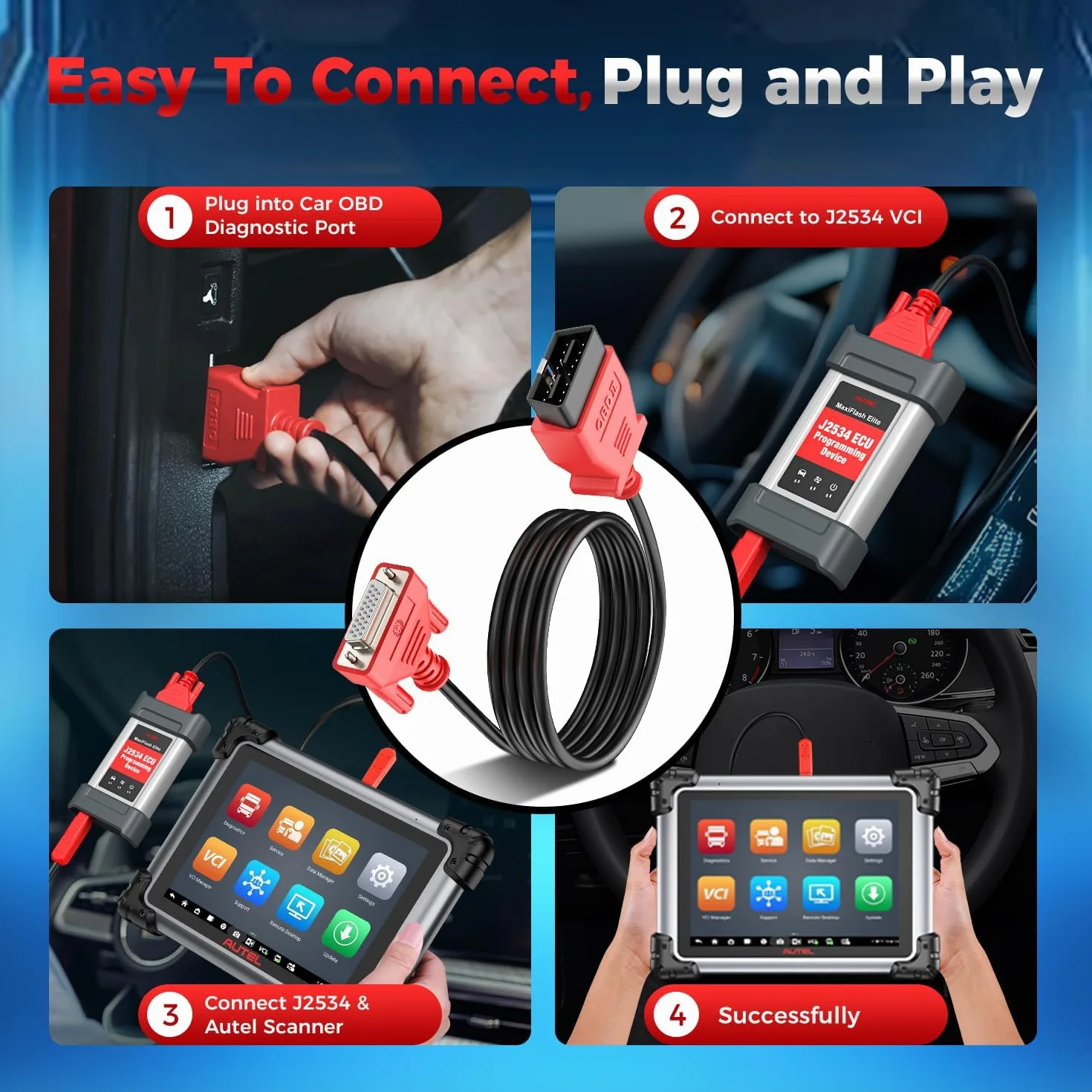 Autel Original OBD2 Haupttestkabel 1.5M 16 Poliger OBDII Diagnosestecker für MaxiSys MS908P MS908S PRO II MK908 PRO II MS909CV EU Elite II PRO MS909 MS919 Ultra Lite Ultra