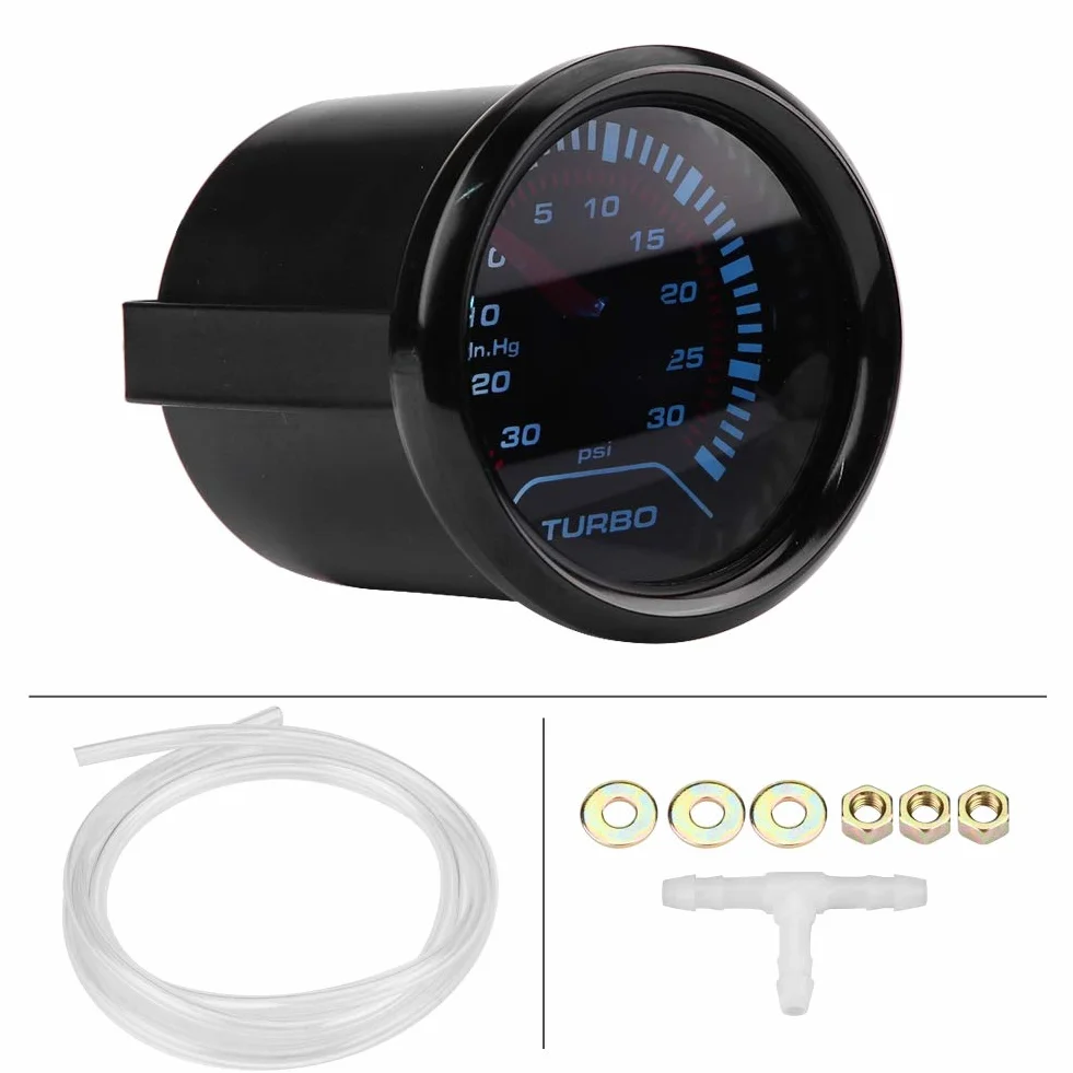 Misuratore di Pressione Universale 52mm per Turbocompressore, Quadrante Fumé, Indicatore di Pressione Adatto a Veicoli Turbo