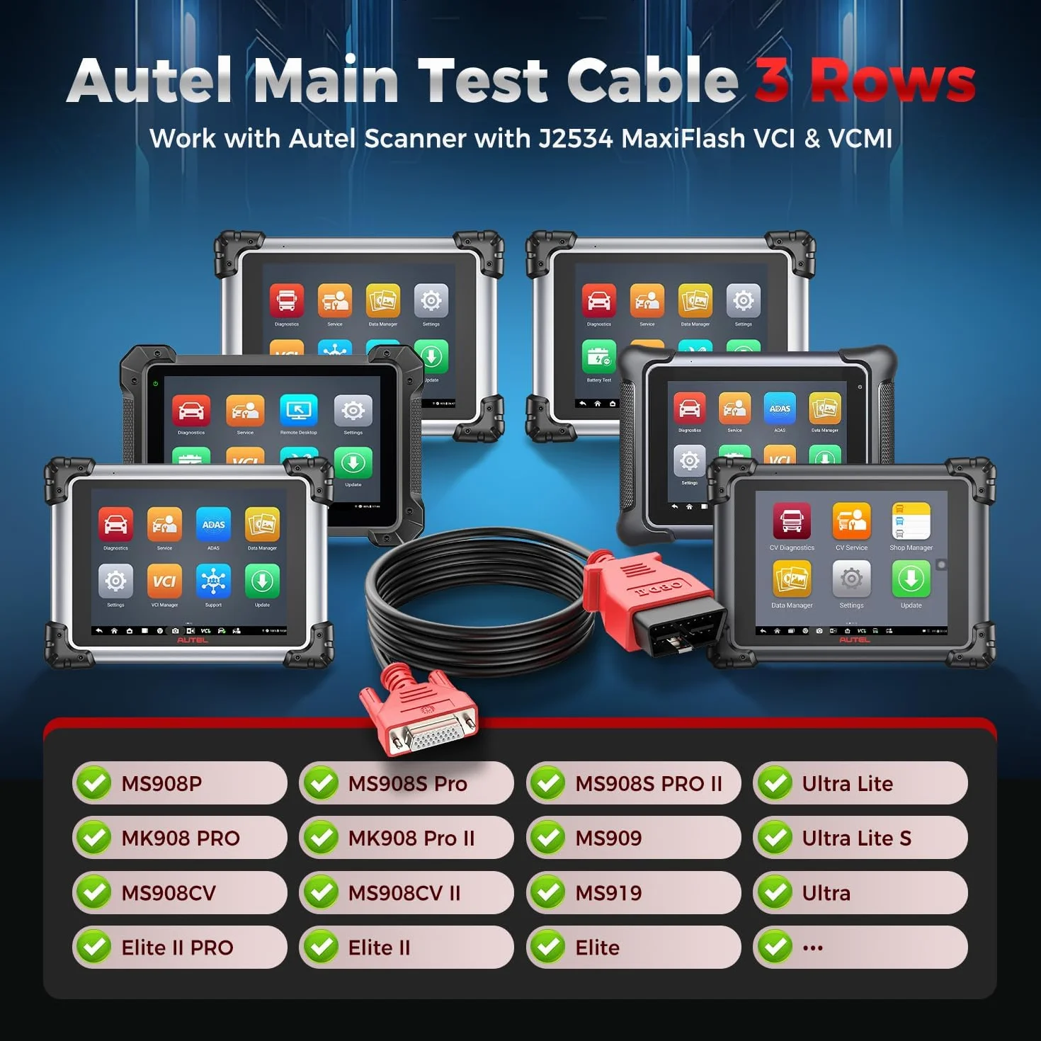 Autel Original OBD2 Haupttestkabel 1.5M 16 Poliger OBDII Diagnosestecker für MaxiSys MS908P MS908S PRO II MK908 PRO II MS909CV EU Elite II PRO MS909 MS919 Ultra Lite Ultra