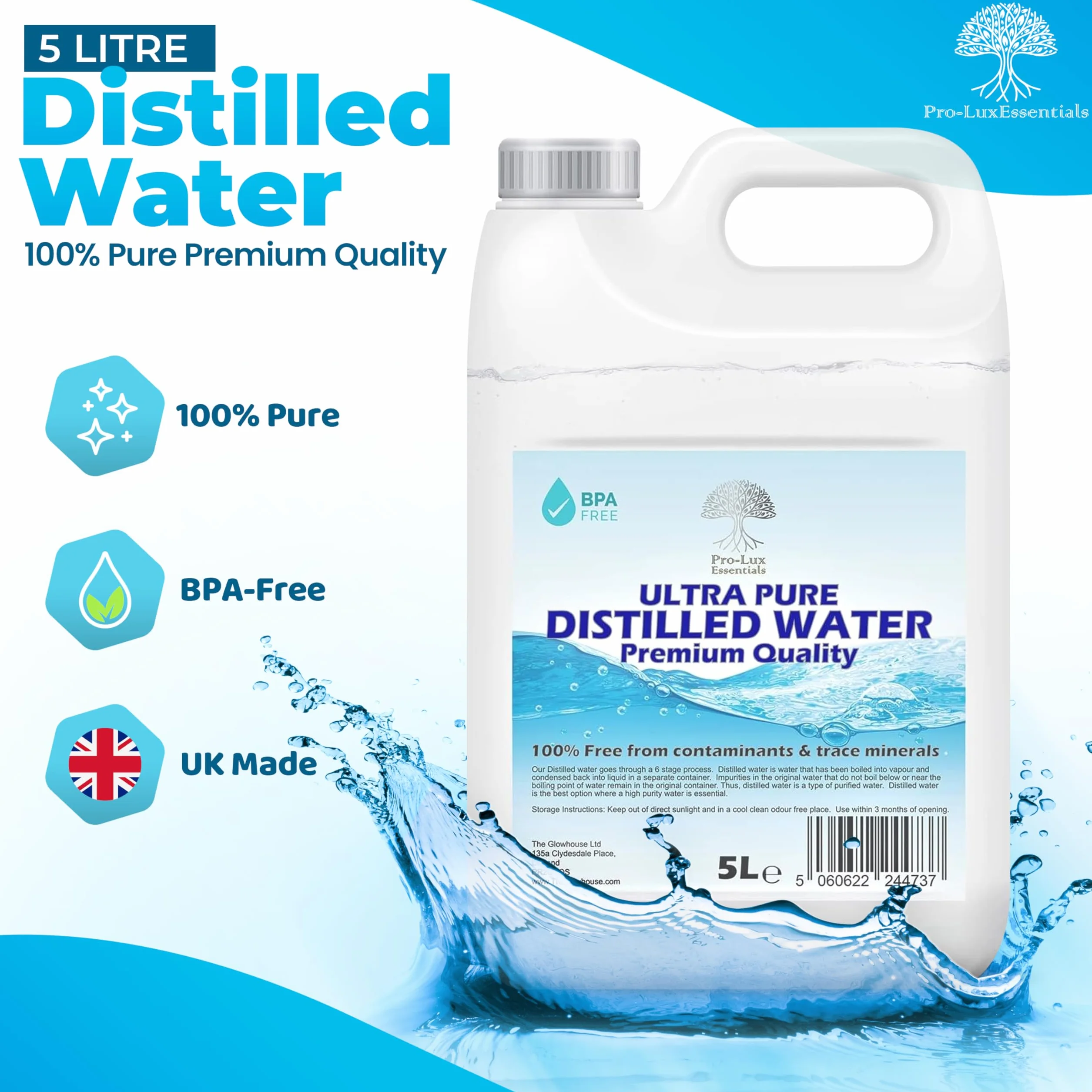 Acqua distillata pura 5 litri per CPap ferri da stiro umidificatori pulizia
