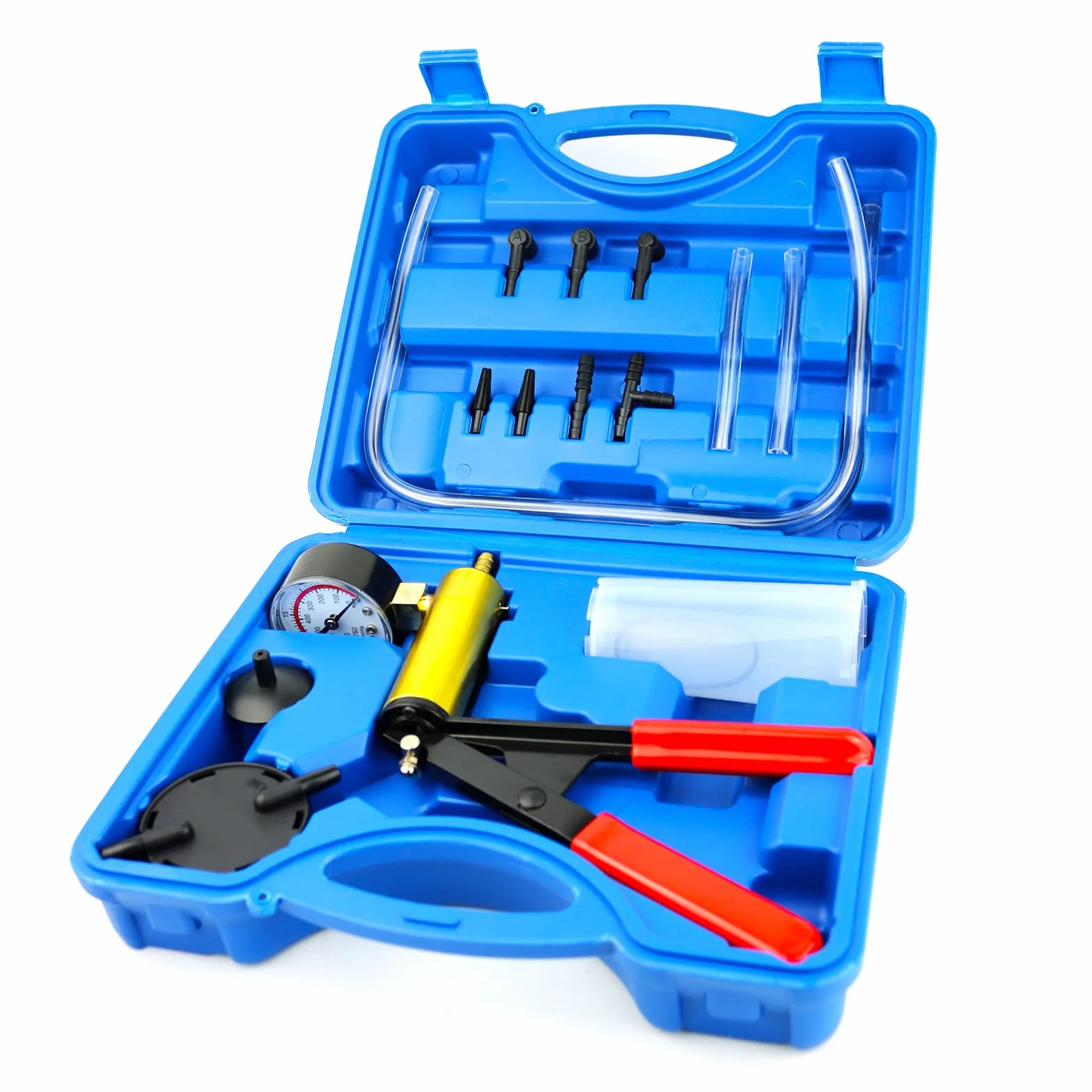 Tester per Pompa a Vuoto per Spurgo Freni, 17pcs Kit Auto Freno con Indicatore di Vuoto 760 mm HG
