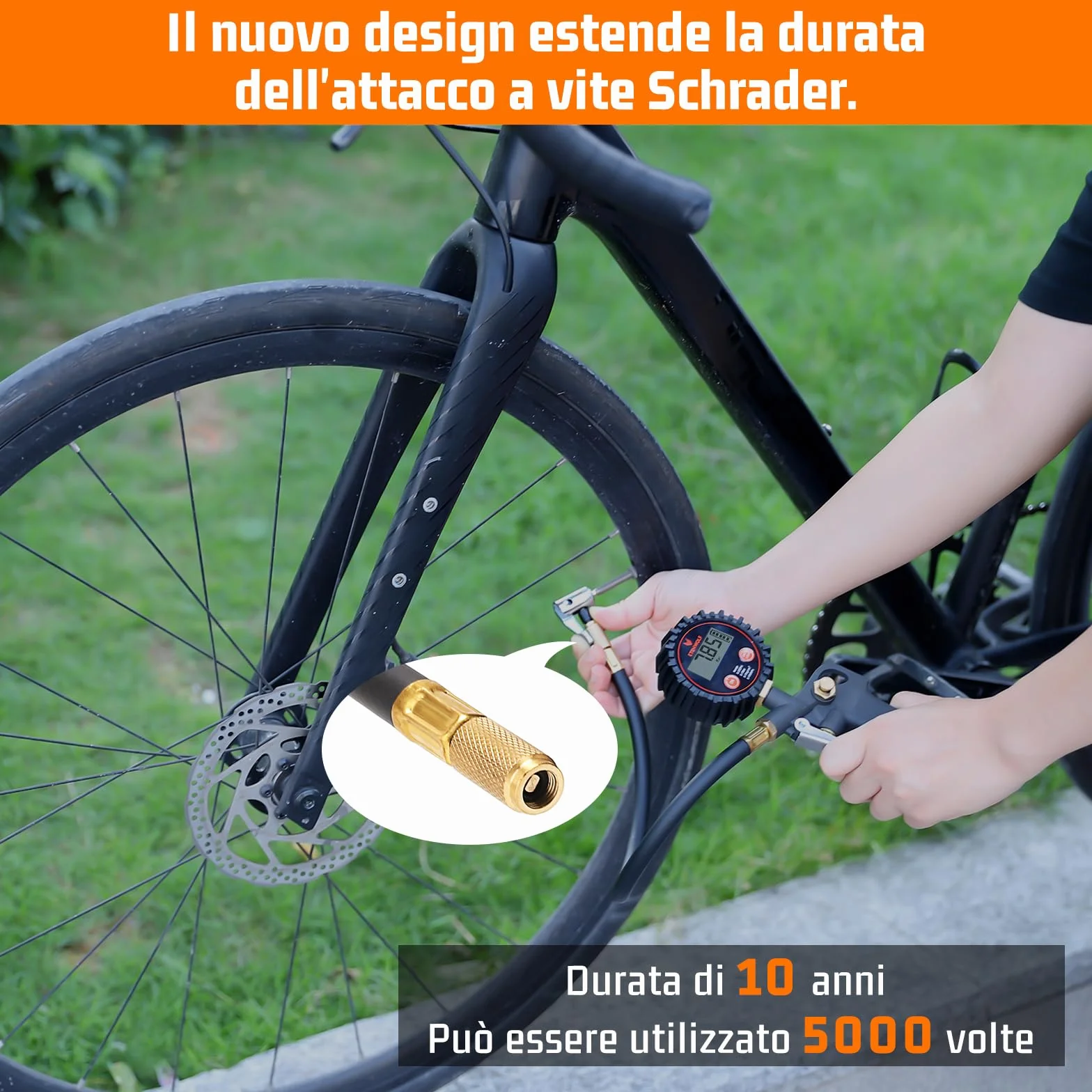 ETENWOLF T500 Manometro Pressione Gomme Digitale 0-17Bar 250 PSI Pistola Gonfiaggio con Borsa