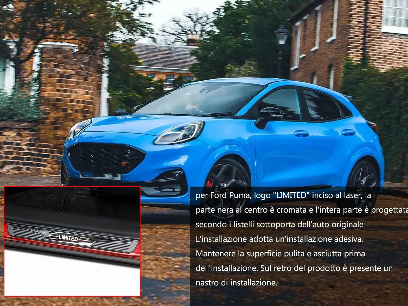 Protezione battitacco per Ford Puma in acciaio con protezione portiera in plastica, protezione ingresso portiera auto Accessori 2019 2020 2021 2022 2023 2024