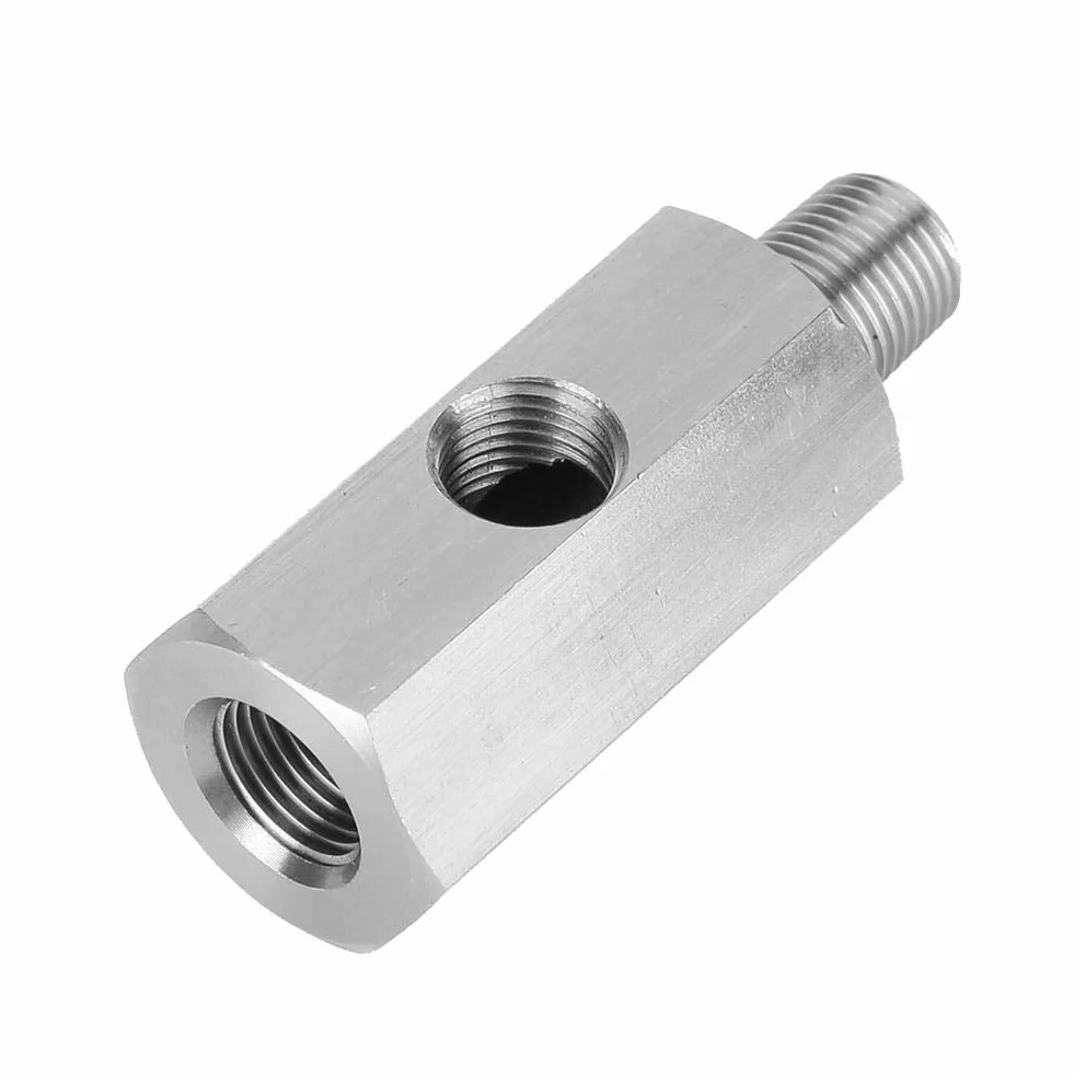 Aramox Adattatore Sensore Pressione Olio Manometro M10 in Acciaio Inossidabile, Tee to NPT Adapter Turbo Supply