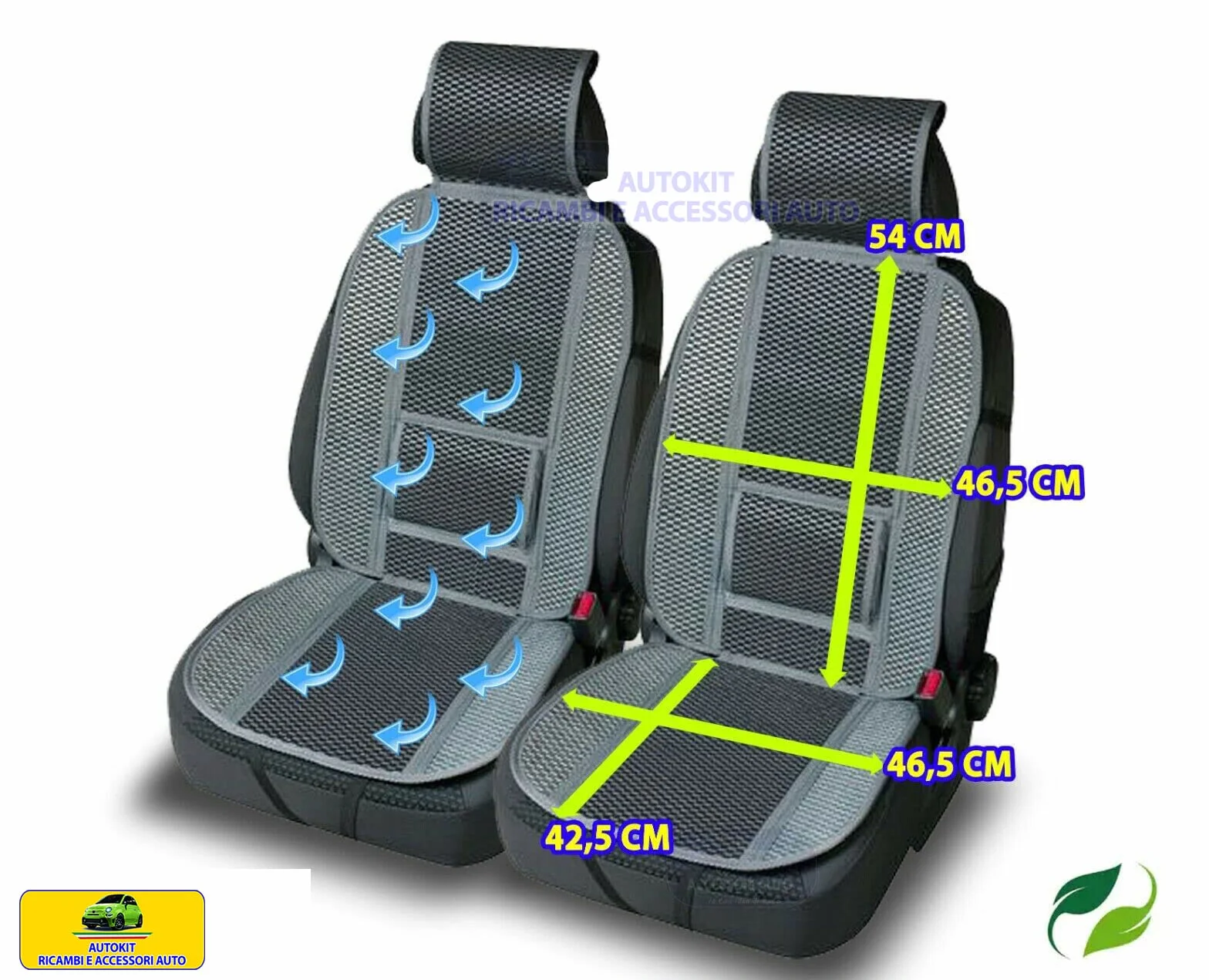 Schienali Copri sedile per auto Estivo Fresco in Fibre Naturale di Bambù Coppia 2 PZ