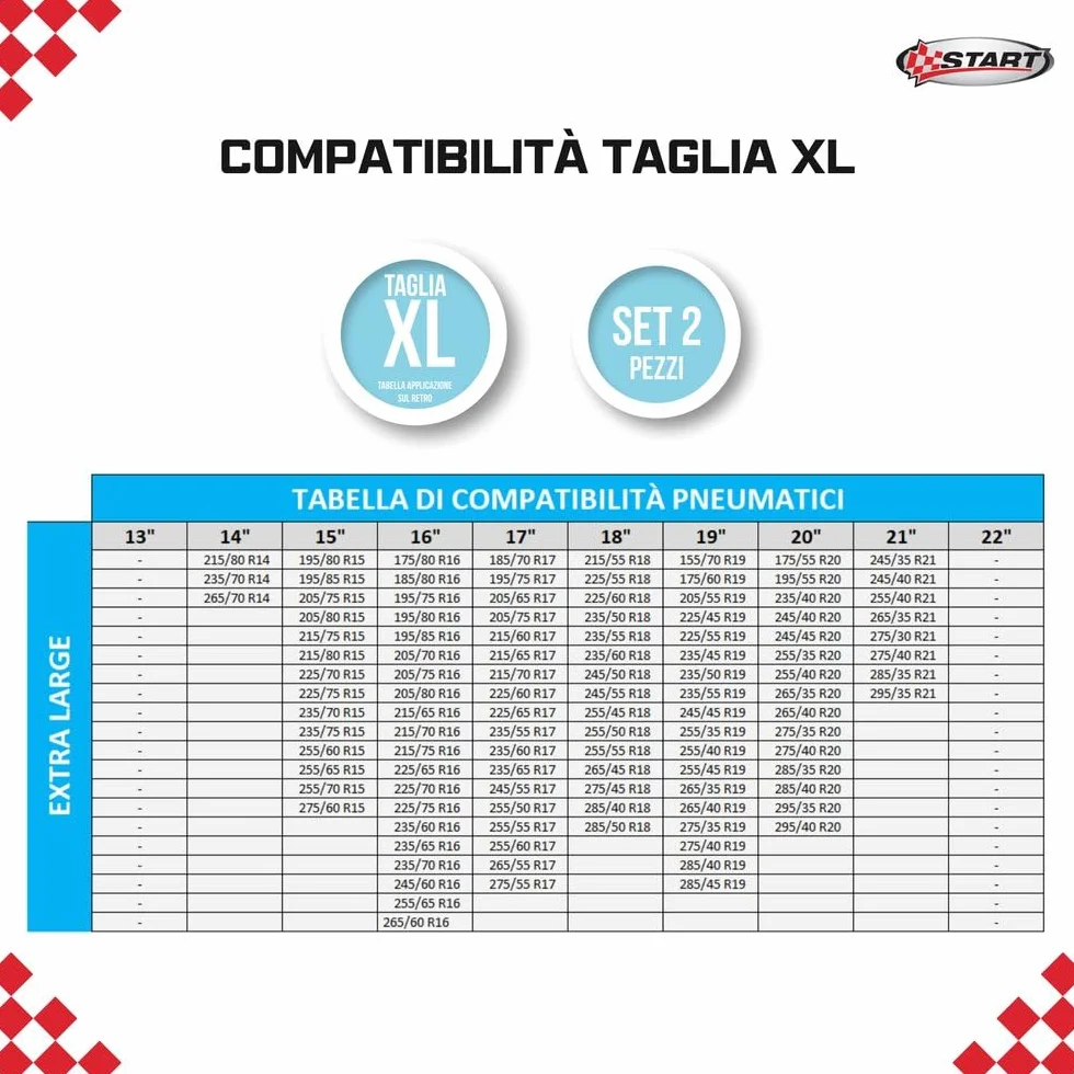 Calze da Neve Bianche Taglia XL Omologate EN 16662-1 Tessuto per Auto SUV Veicoli Commerciali