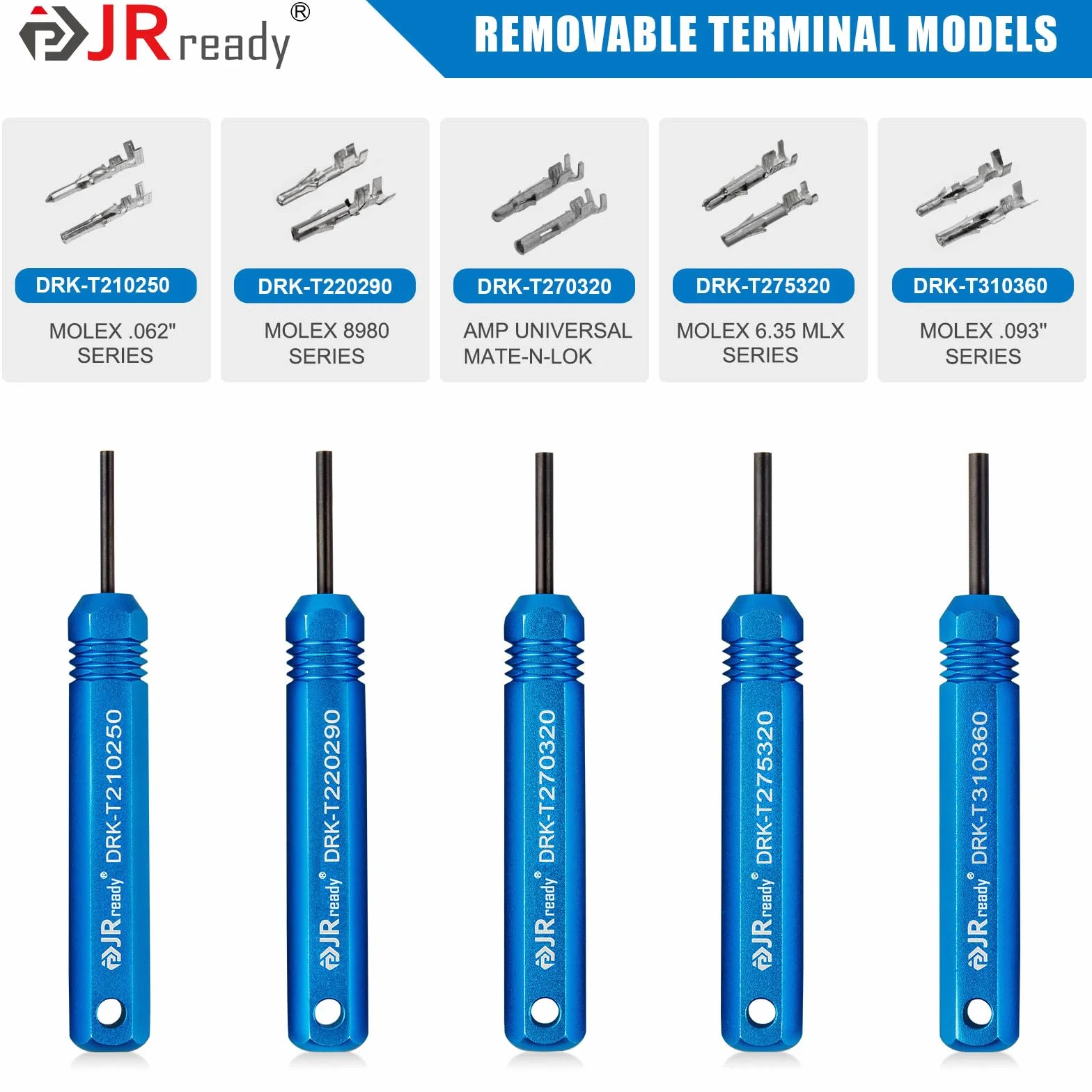JRready ST5228 Kit Estrattori per Autoveicoli 5 Pezzi per Connettori AMP Molex .062', .093', 8980, MATE-N-LOK