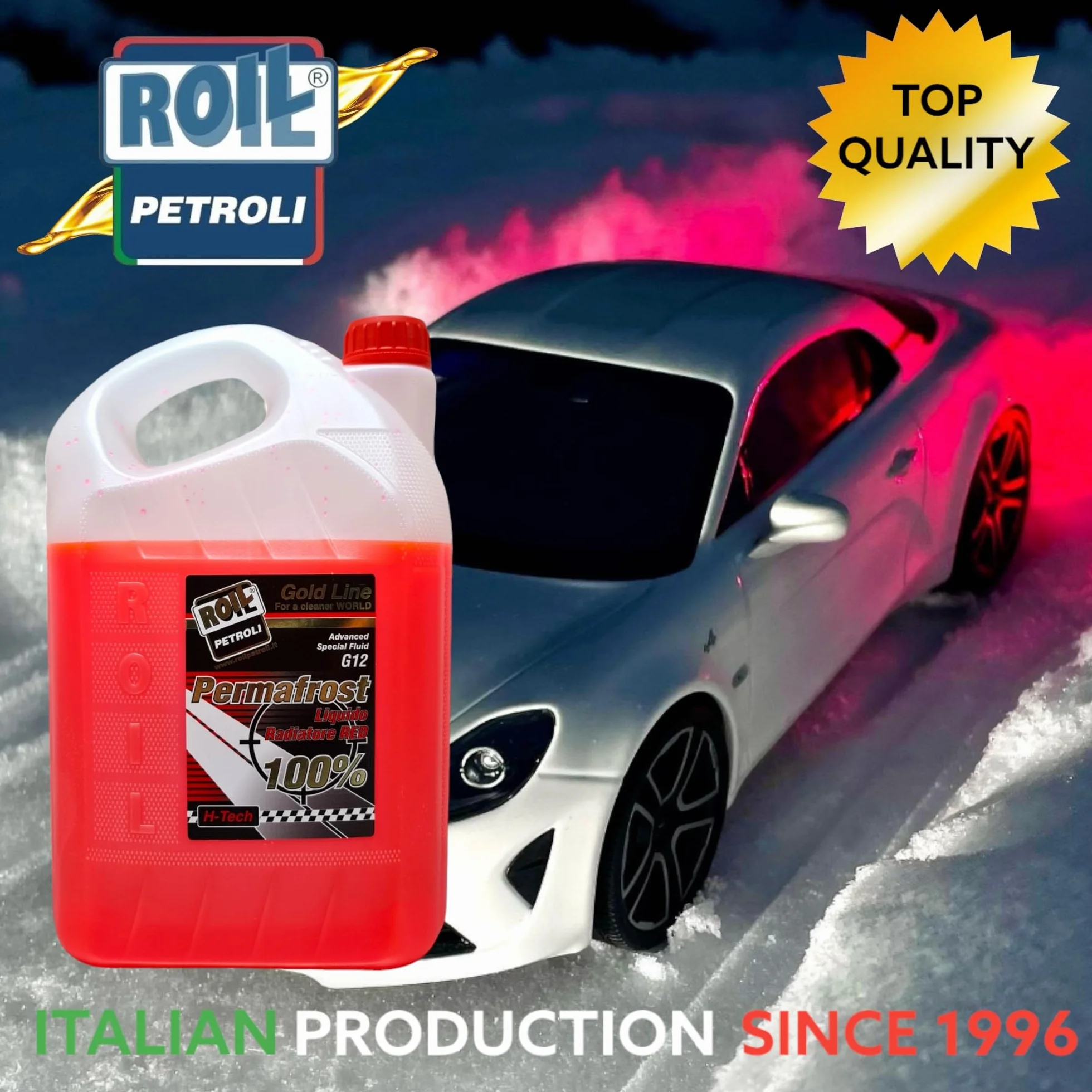 Roil PERMAFROST ANTIGELO Rosso G 12 SUPERCONCENTRATO Diluito al 50% con Acqua, Si ottengono 10 Litri di Liquido Pronto all'Uso con Protezione -40° +120° (5 kg.)