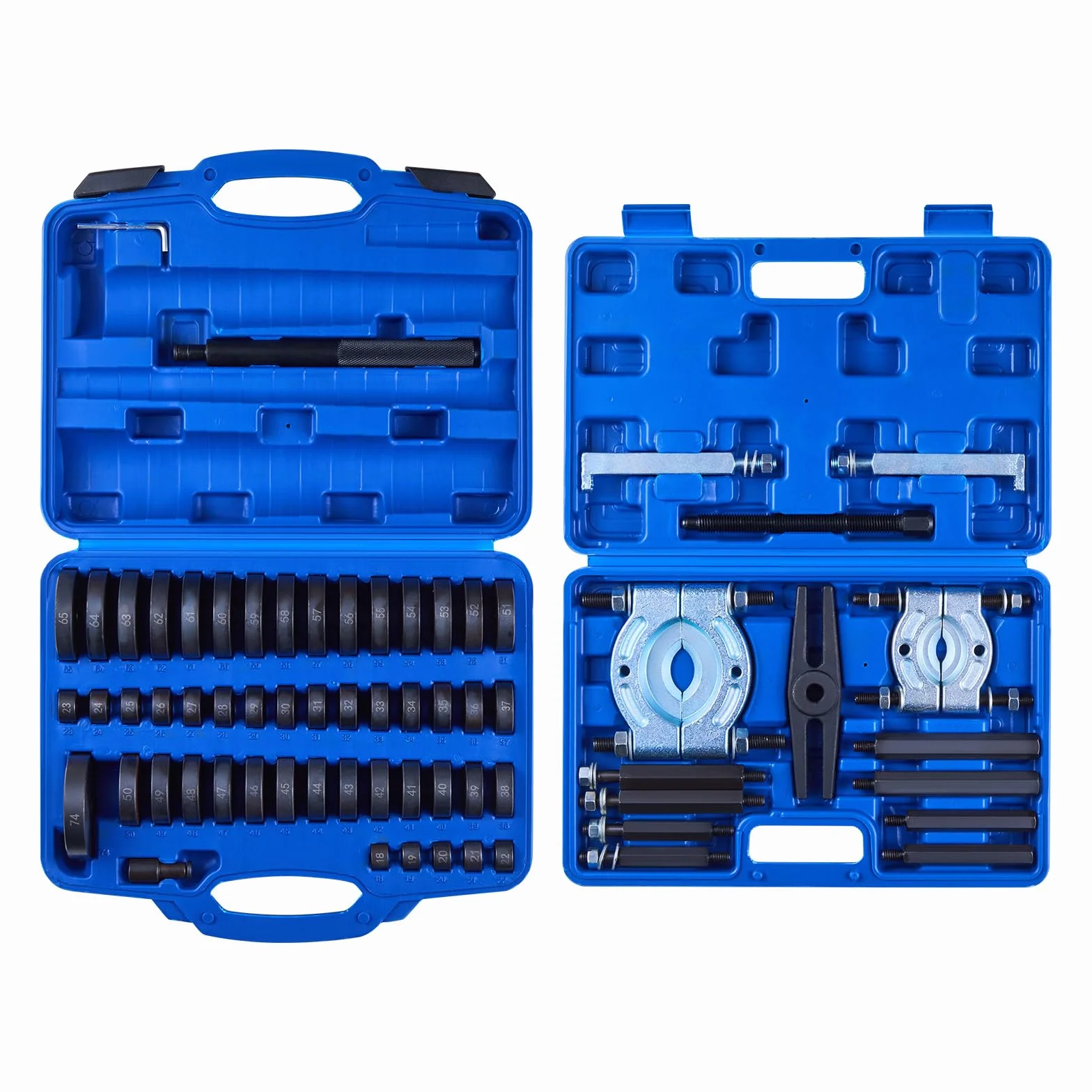VEVOR Kit Pressa per Cuscinetti, 52+14 Pezzi, Set di Driver con 49 Boccole, Separatori e Ganasce, Custodia