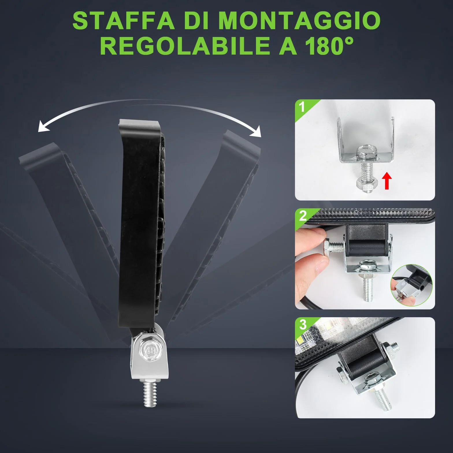 Faro di Inondazione da Lavoro LED 48W Mini Sottile IP65 Impermeabile per Camion Macchine Agricole