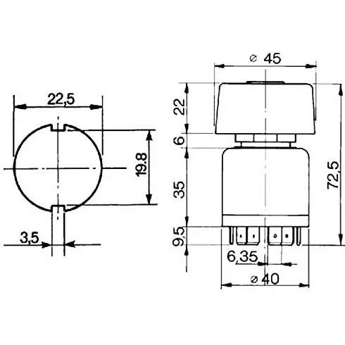 Commutatore luci e segnalatore acustico 12V 72,5x45 mm COBO
