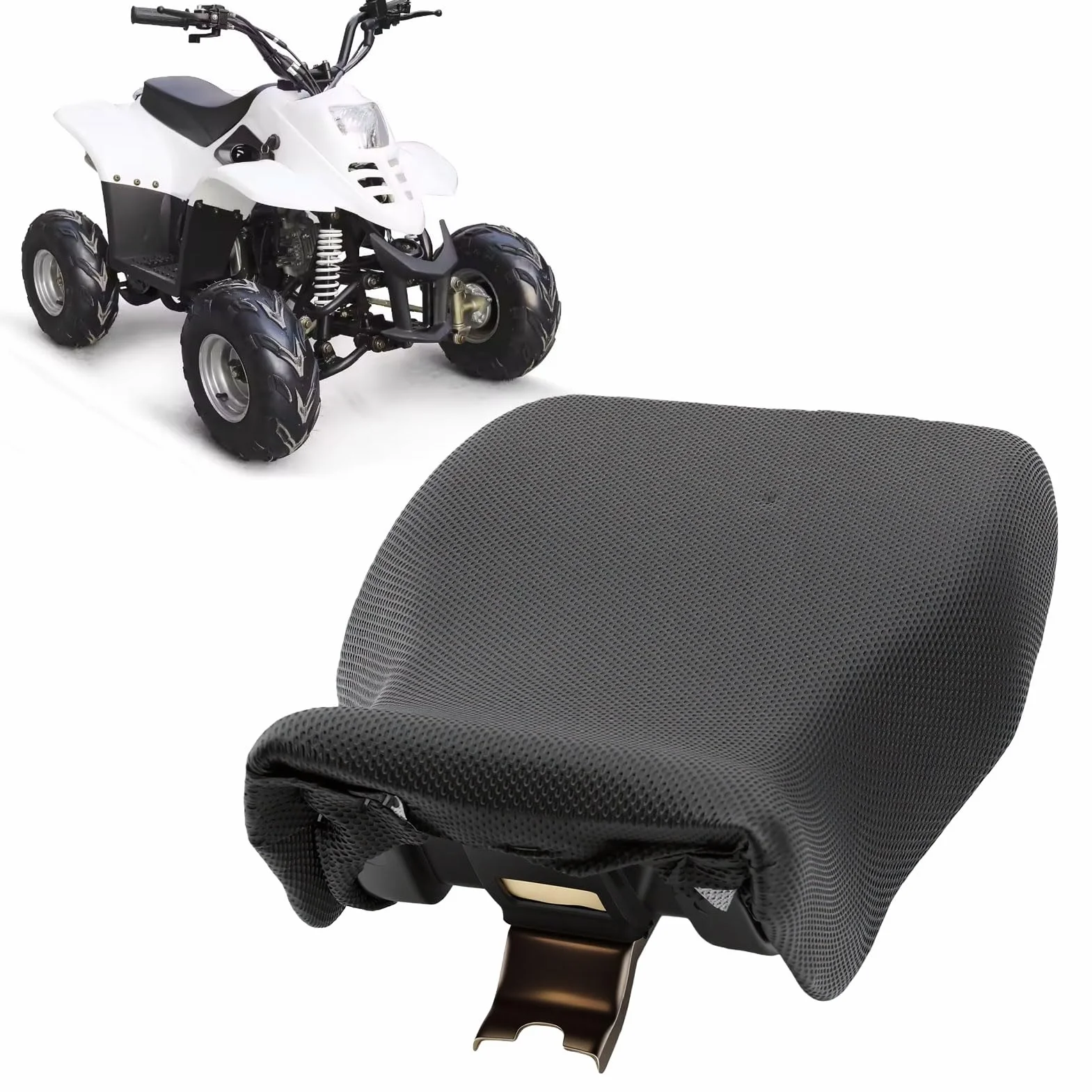 Sorandy Sedile Completo ATV, Sedile Sostitutivo ATV Antiscivolo Imbottito in Schiuma con Fibbia di Chiusura in Metallo per Quad per Bambini da 50 Ml 70 Ml 90 110 125