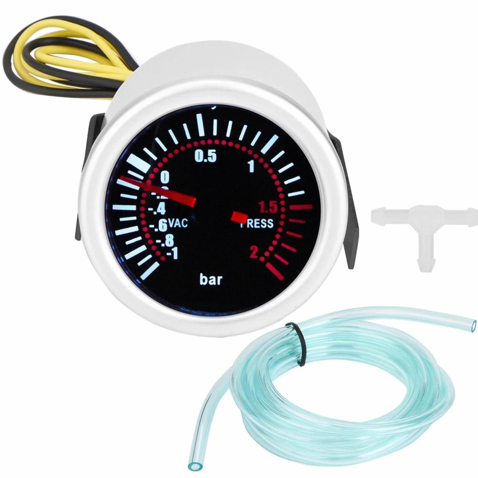 VOBOR Manometro Pressione Turbo Digitale, Turbo Boost Gauge 2 Pollici 12V, LED Digital Turbo Boost Gauge Meter per Auto Universale PSI Indicatore Puntatore Luminoso a LED Dail