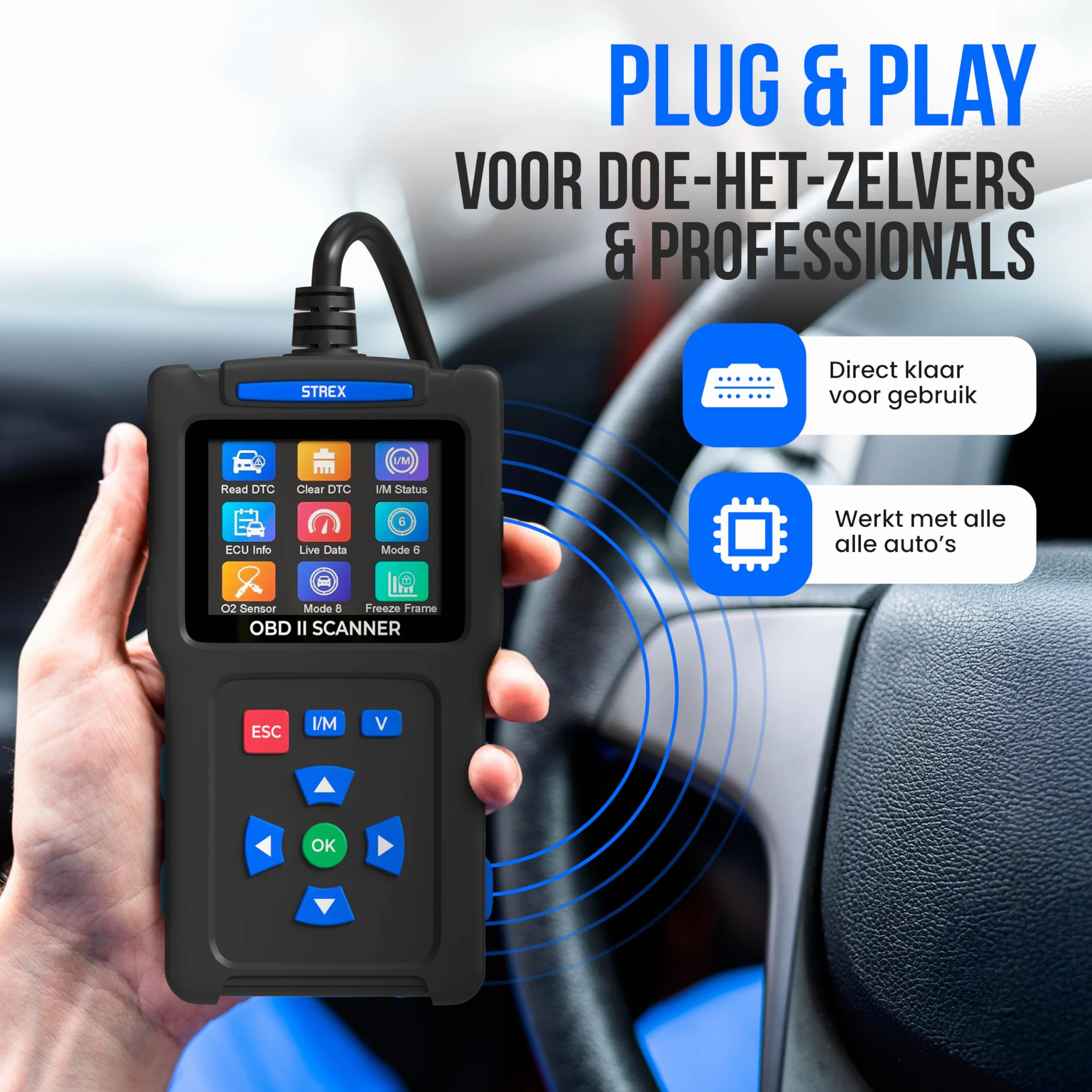 Strex OBD2 Scanner Auto Diagnostica Lettura Automatica Rimozione Malfunzionamento Motore