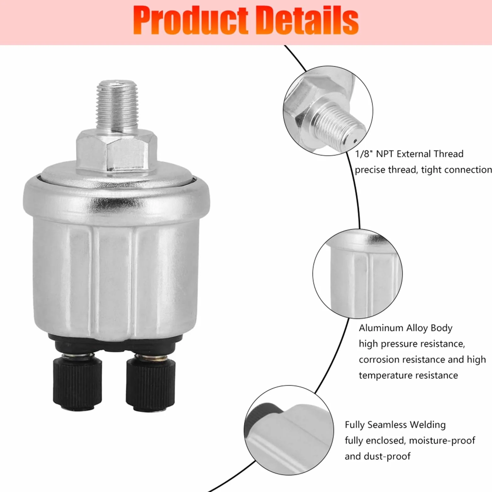 Sensore di pressione dell'olio Keenso Generatore universale 0 a 10 barre Sensore olio generatore di spine ad induzione olio 1 / 8NPT