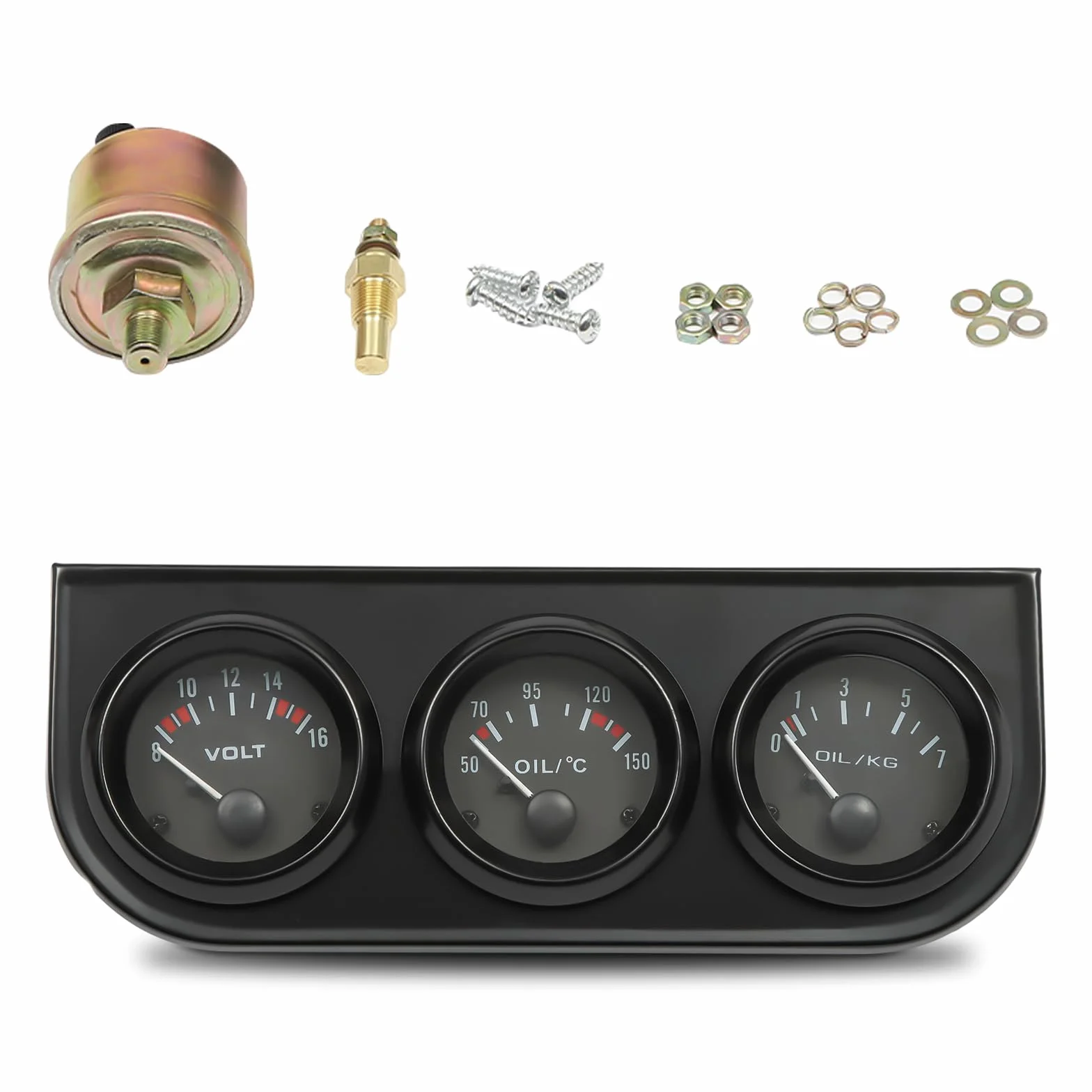 3 in 1 strumenti per auto, temperatura dell'olio, indicatore di voltaggio, per veicoli da 8 a 16 V, facile lettura