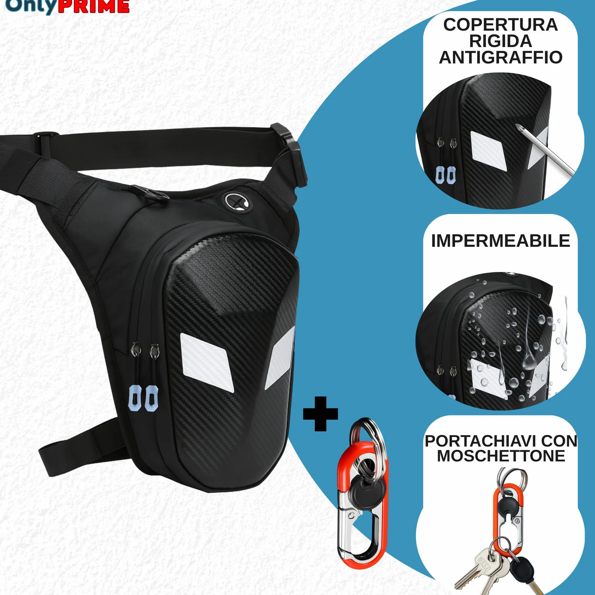 Marsupio da Gamba Tattico Impermeabile per Moto Uomo – Borsello Gamba Resistente con Copertina Rigida
