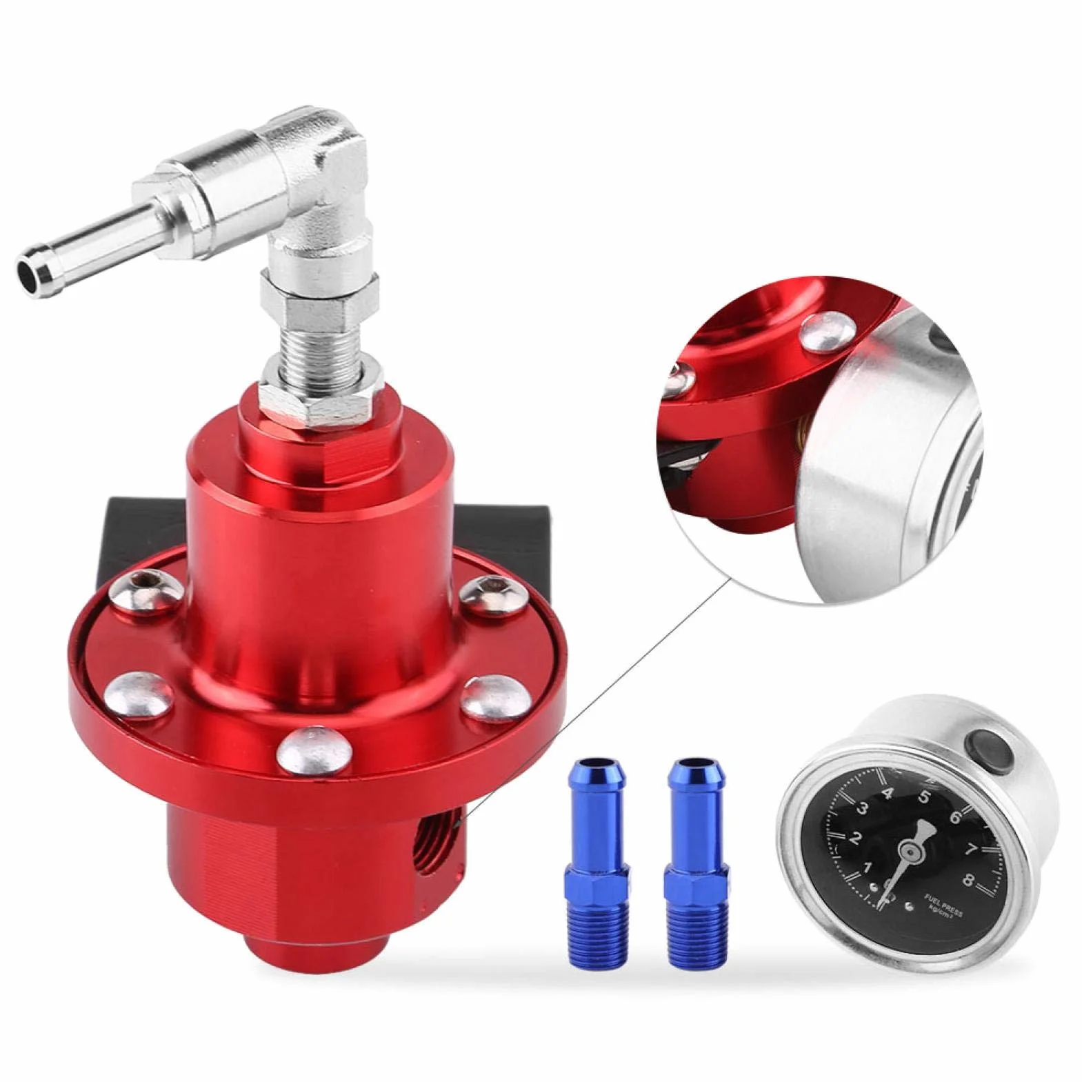 Regolatore Pressione Benzina - Kit Regolare Pressione Carburante Regolatore Carburante Adatto Perfuel Pressure Regulator Kit Black Universal Aluminum Adjustable Fpr With Gauge Automotive