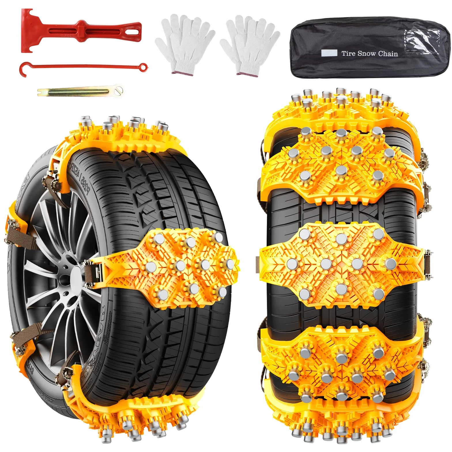 Catene da Neve Ninonly 8Pcz Universali Regolabili per Auto Camion SUV Pneumatici 165-245mm